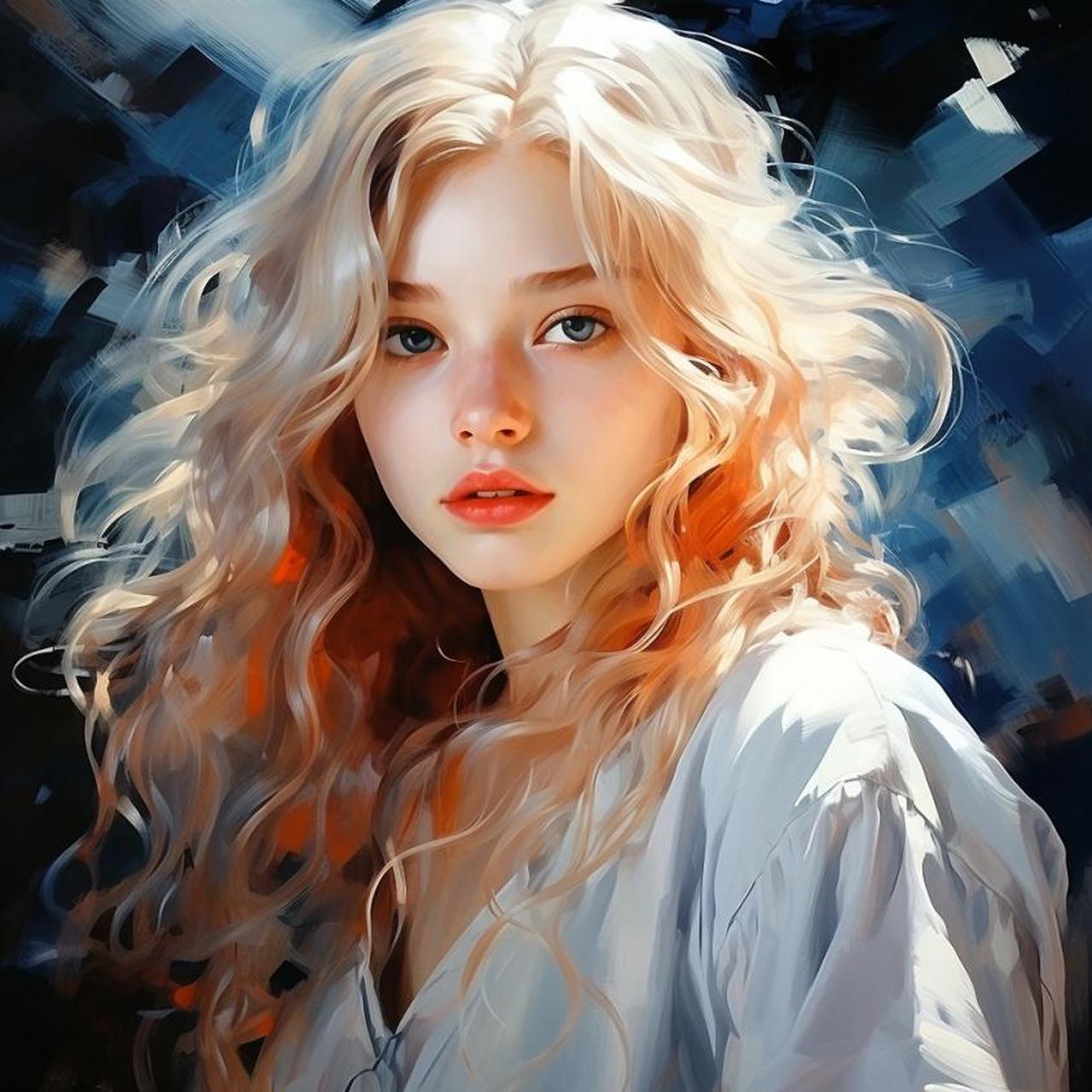 数字油画美女头像 ai绘画头像女生头像