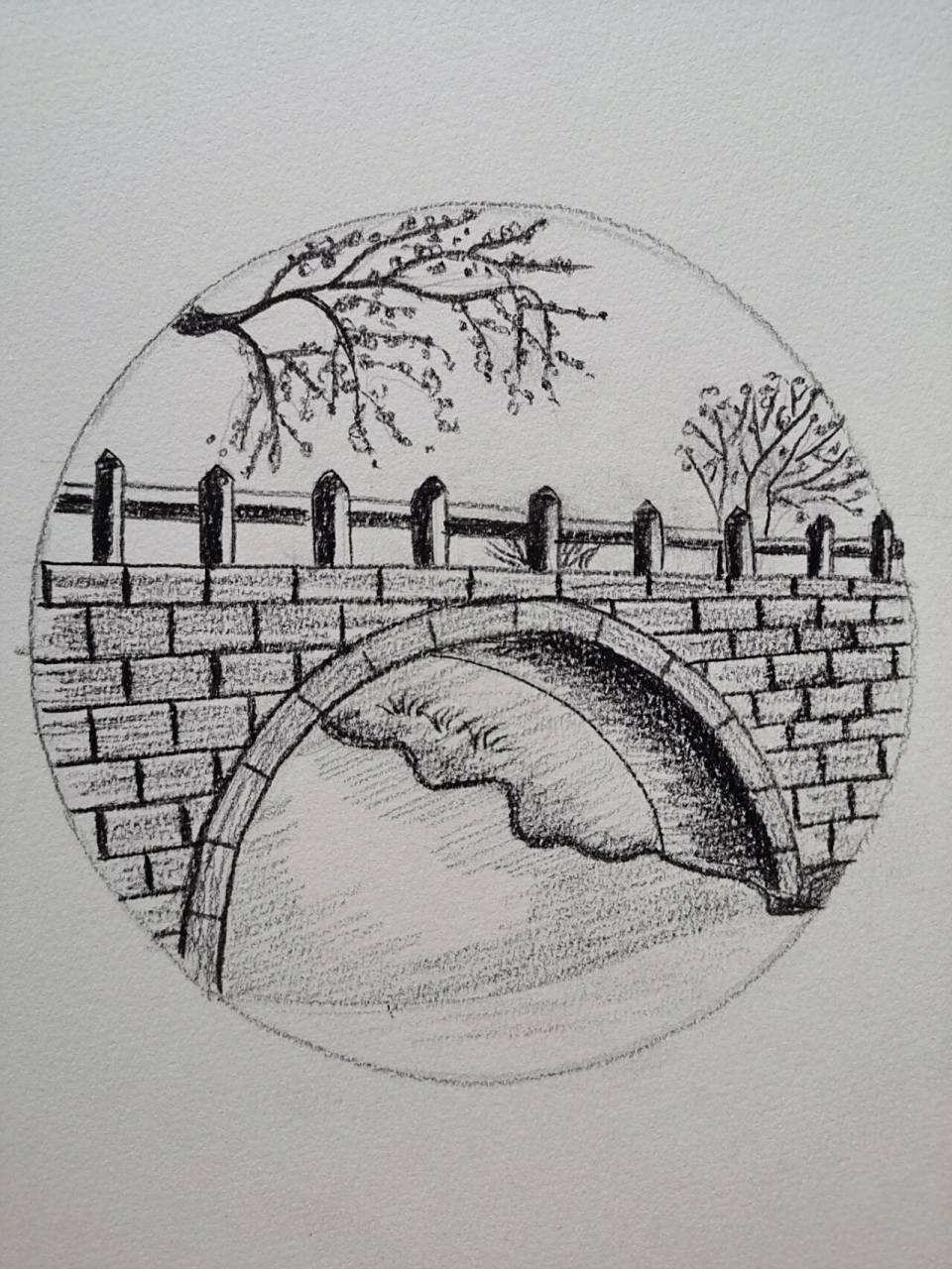 素描 风景 桥
