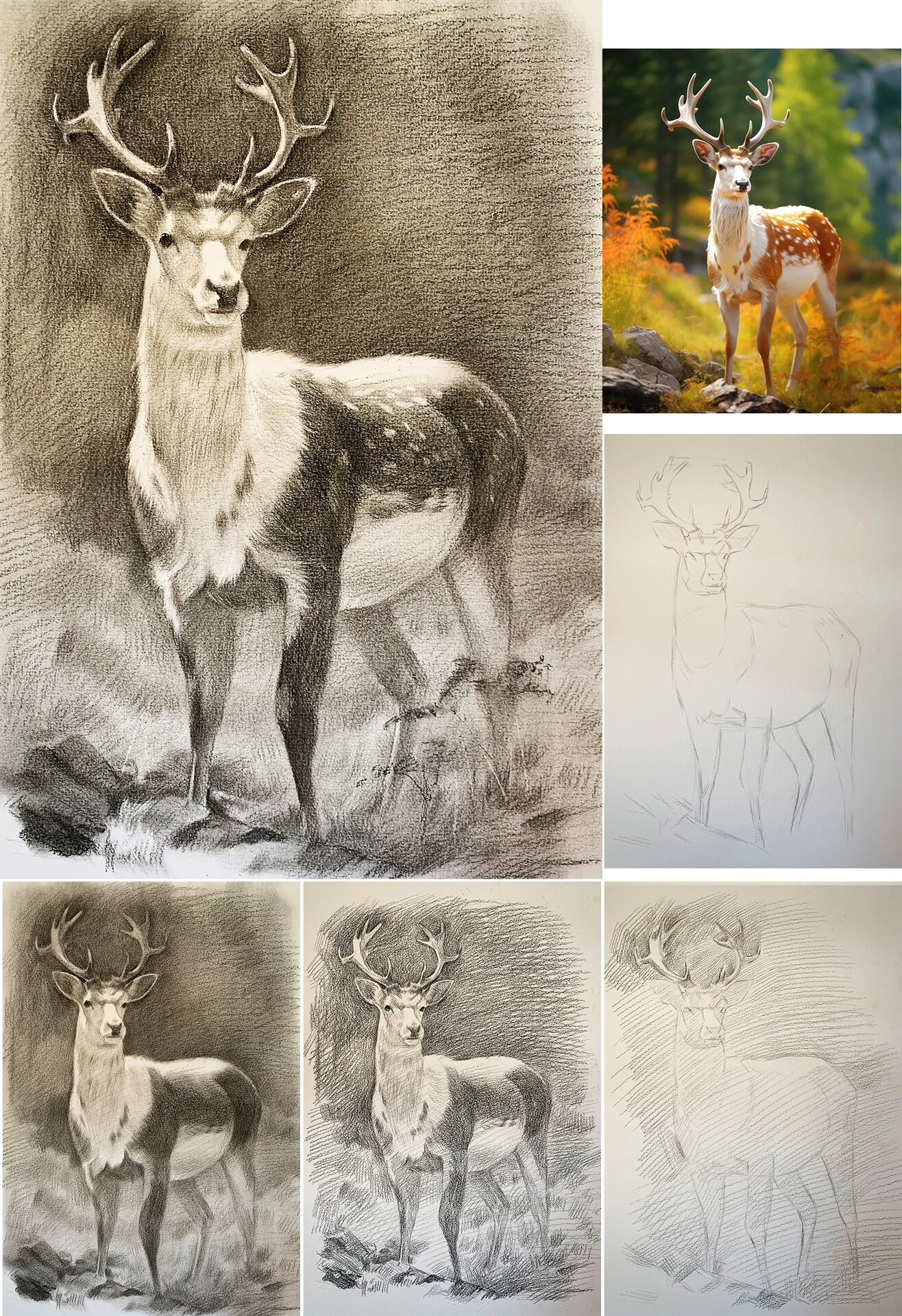 素描梅花鹿超详细又写实的步骤