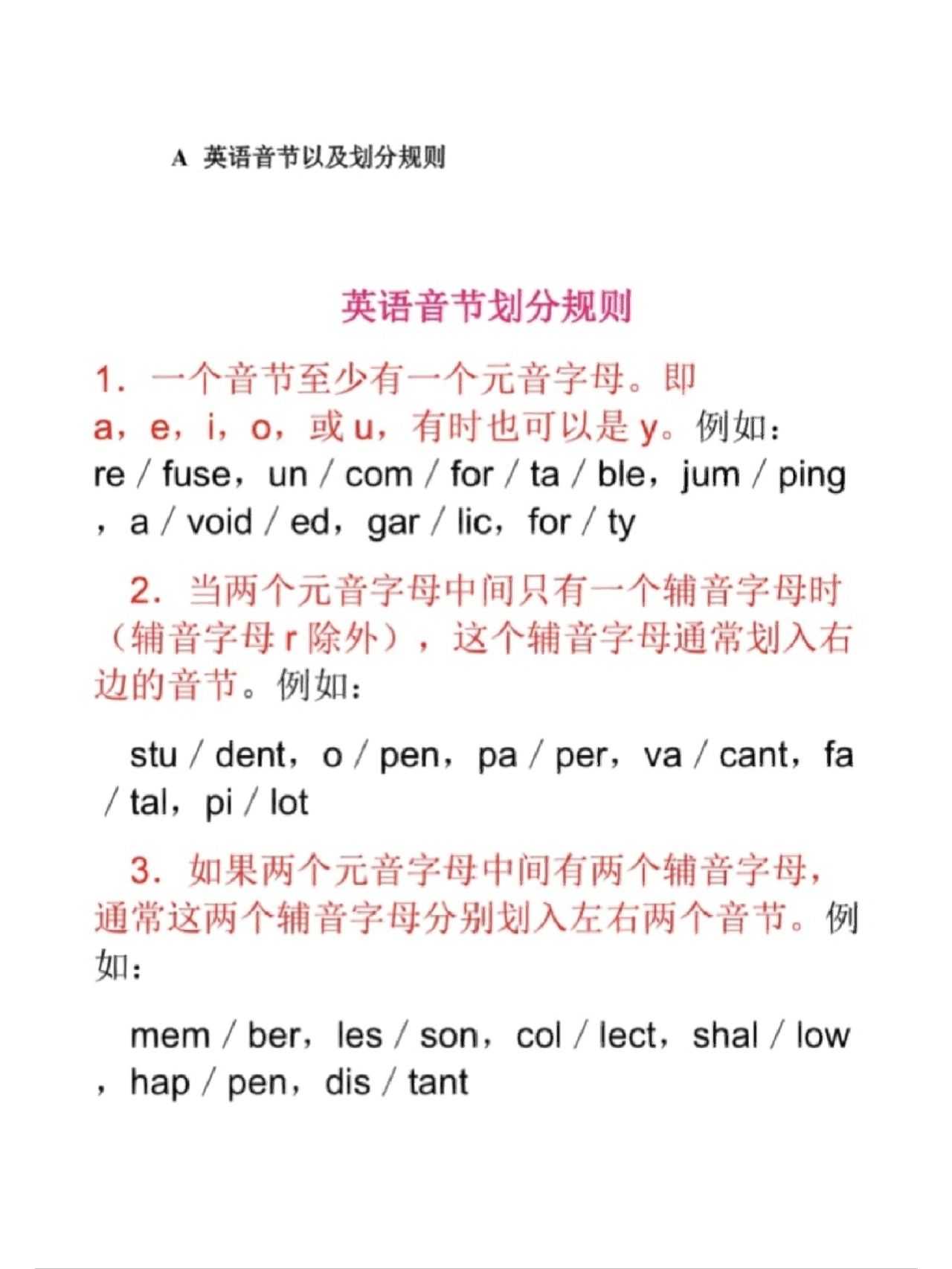 英语音节的划分及发音规律?