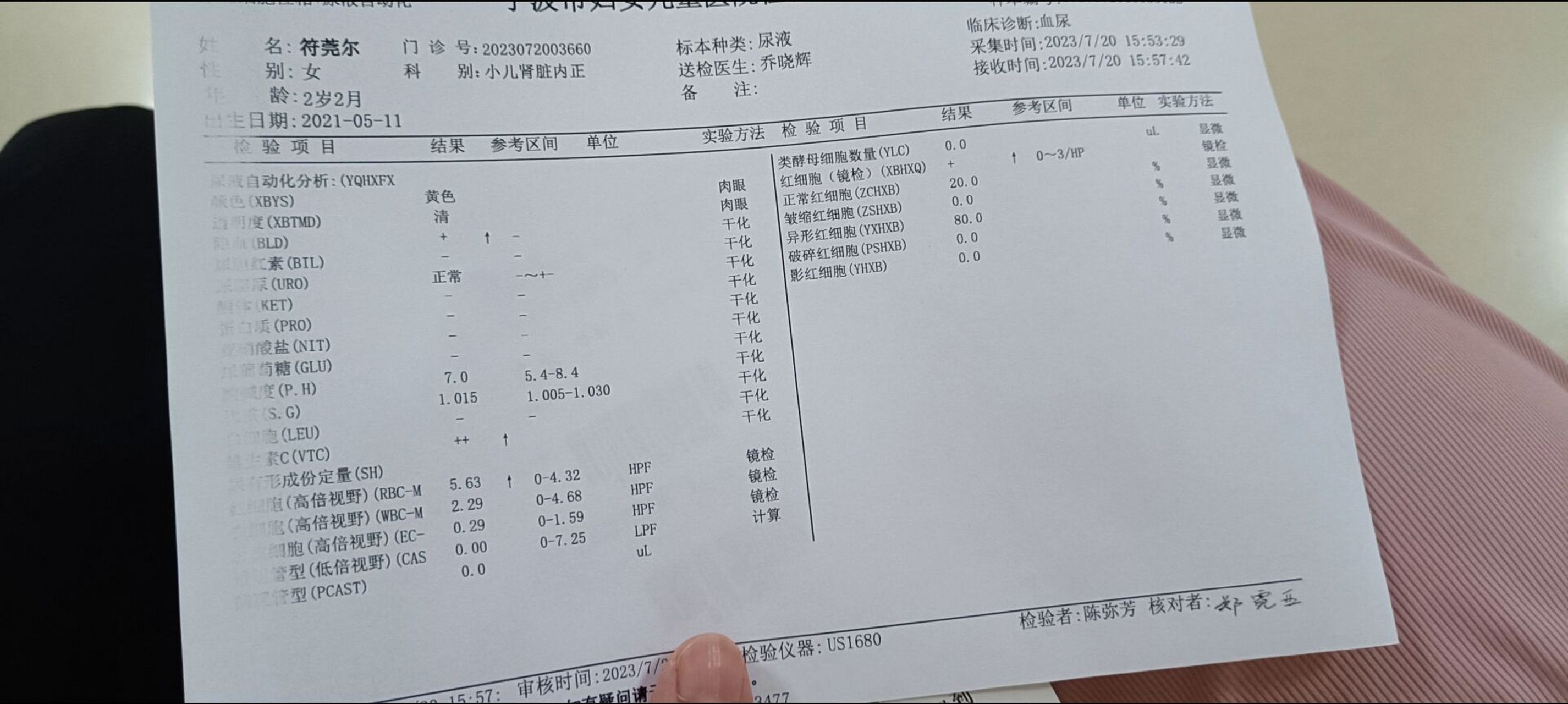 尿隐血红细胞偏高 两岁宝宝尿隐血红细胞高,查了不是胡桃夹,医生说最