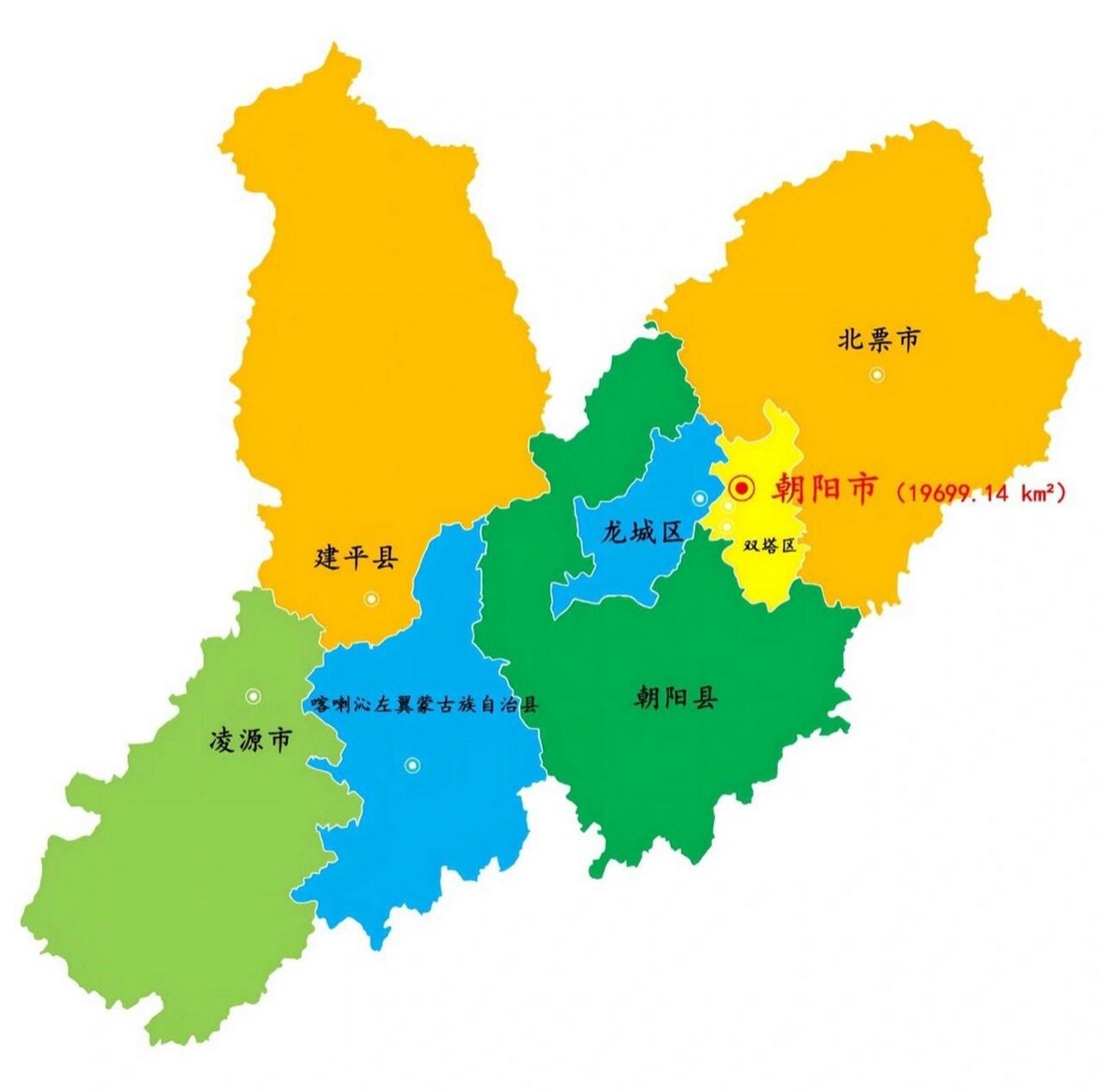 辽宁省各市政区图(十三):朝阳市 朝阳市总面积1.