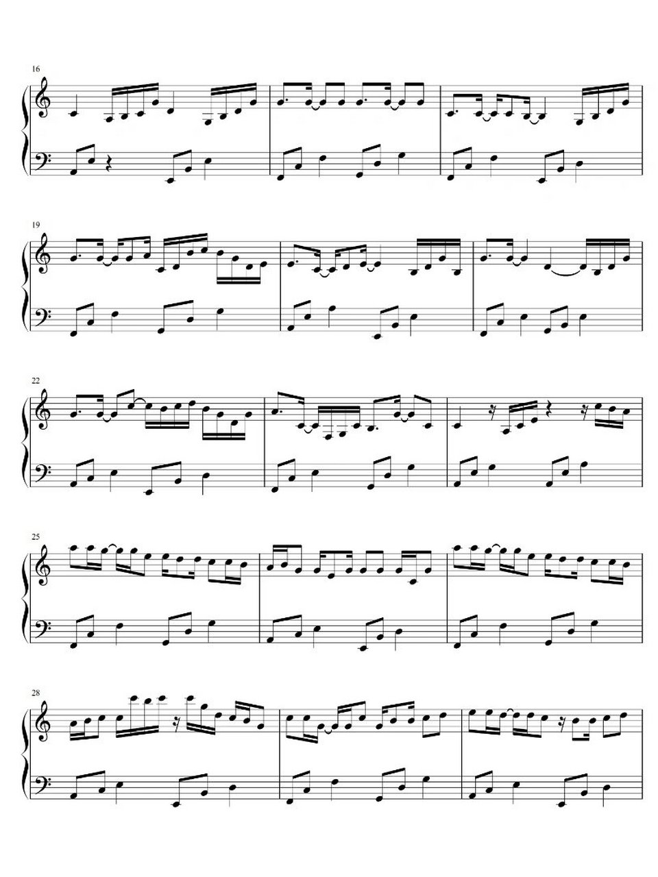 钢琴谱|《komorebi》 最简单还原版&c调简化版 五一宅家也要记得练琴