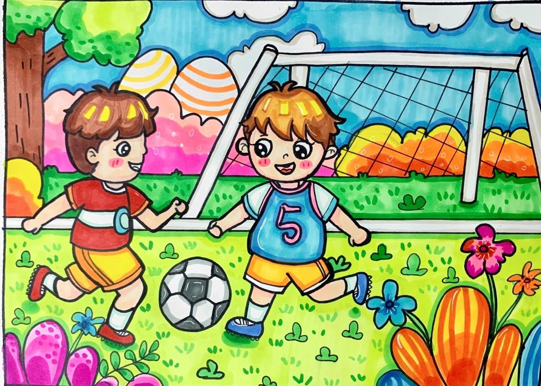 人物简笔画,《足球小将》 可做速写考级四级,运动主题绘画96