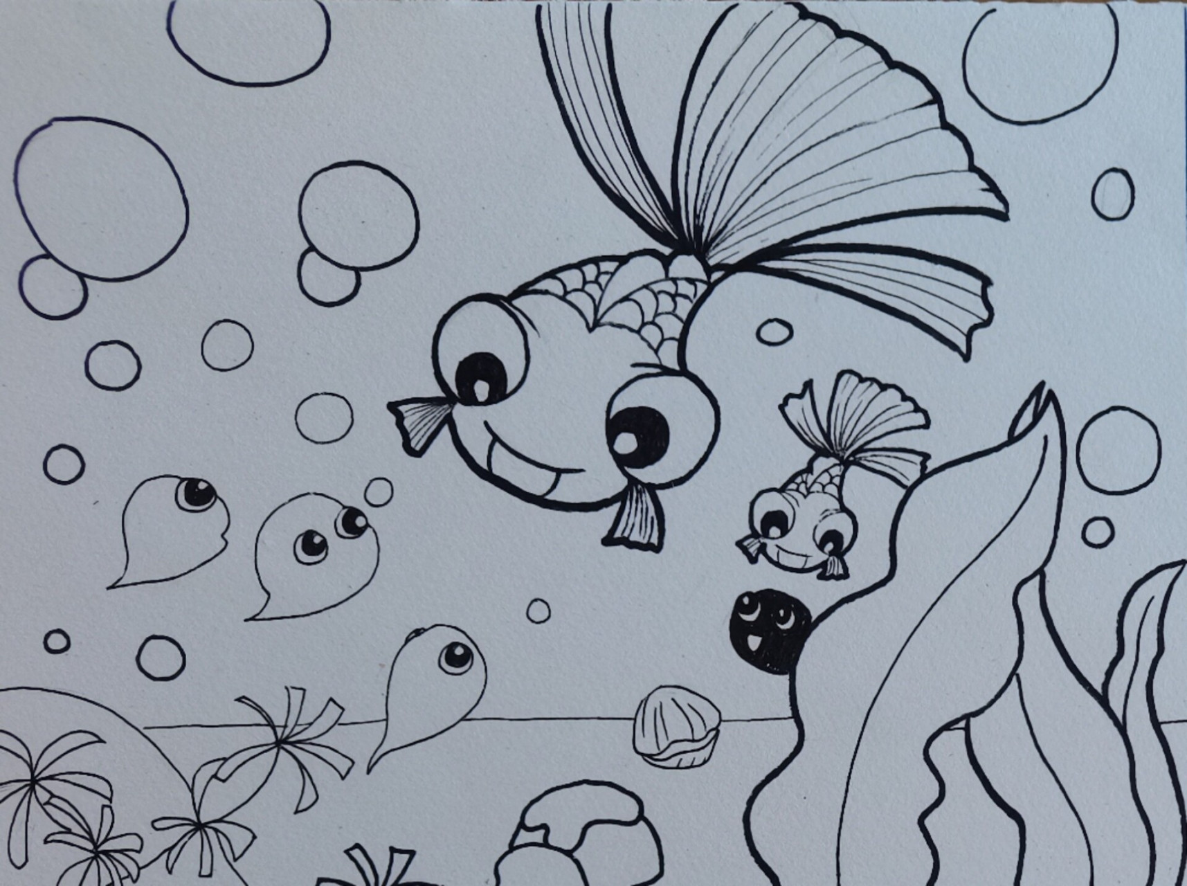 儿童故事简笔画(小蝌蚪找妈妈) 寒假作业(7) 画的真是越来越简单了