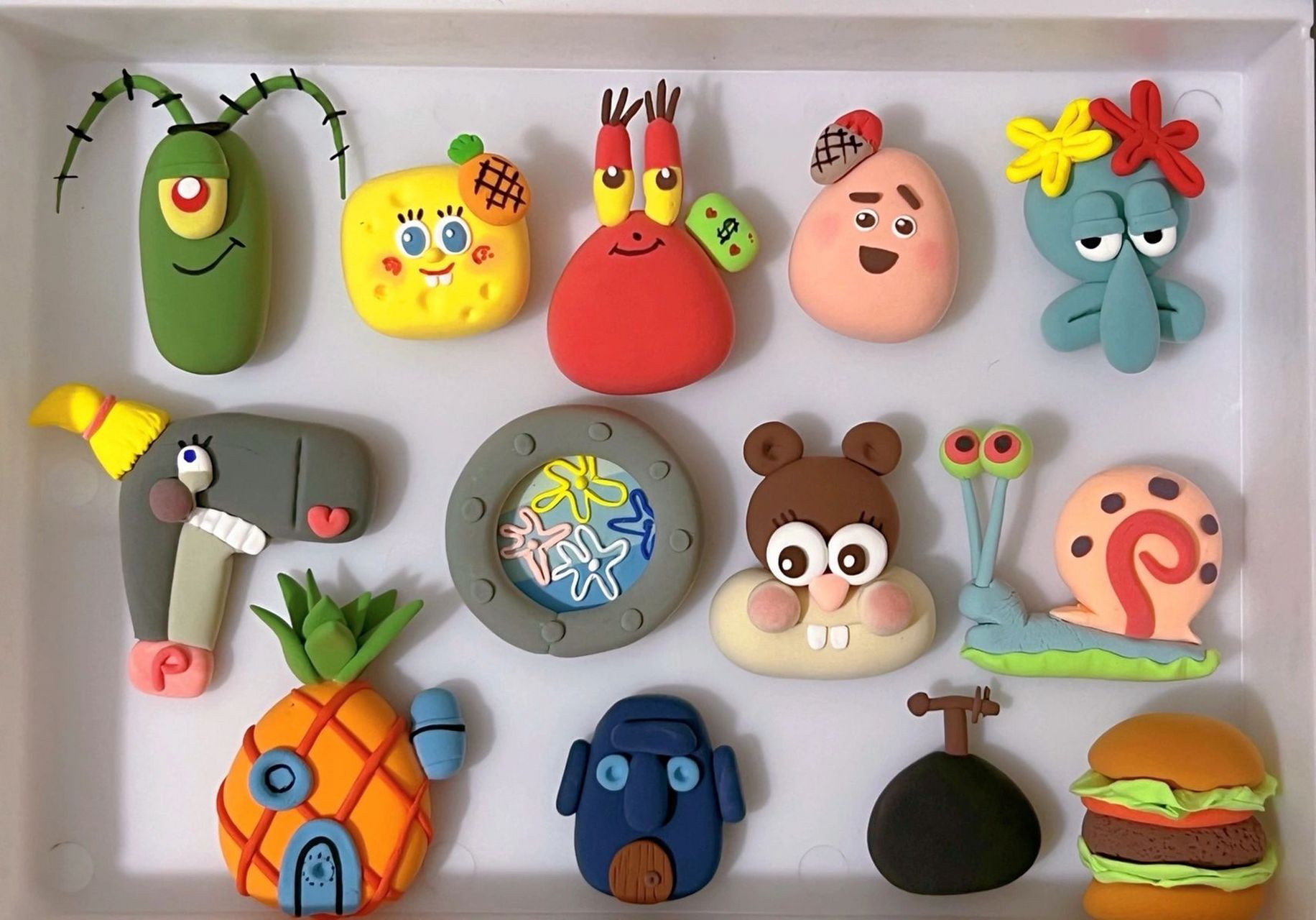 超轻粘土 海绵宝宝系列 超轻粘土冰箱贴 海绵宝宝 派大星 蟹老板