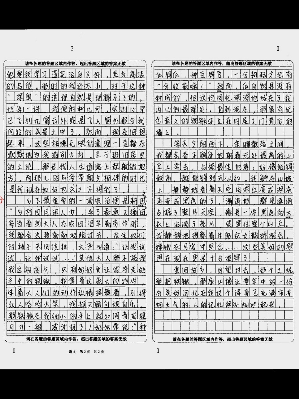 作文细节描写技巧2——情景交融 选材是乡村生活,一段写事写人,一段