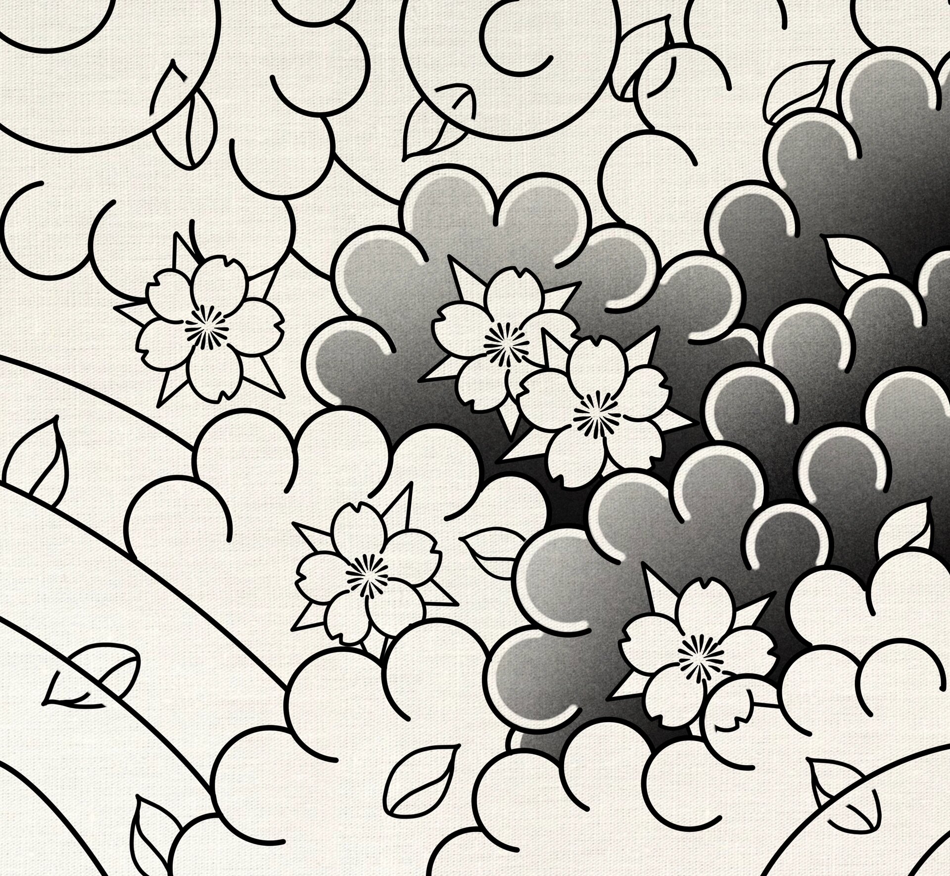 老传统纹身 | 泡泡云构图 泡泡云原型来自自然界云彩,本是一团水汽