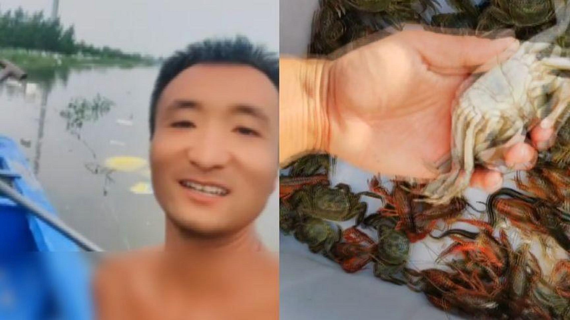 【300亩螃蟹塘因泄洪被淹,男子强撑笑意自我安慰:人活着就有希望】8月
