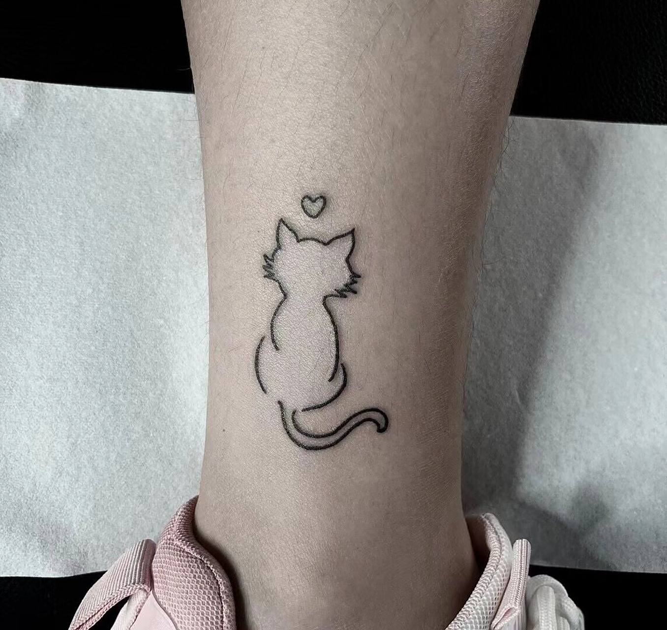 脚踝小清新纹身猫咪93