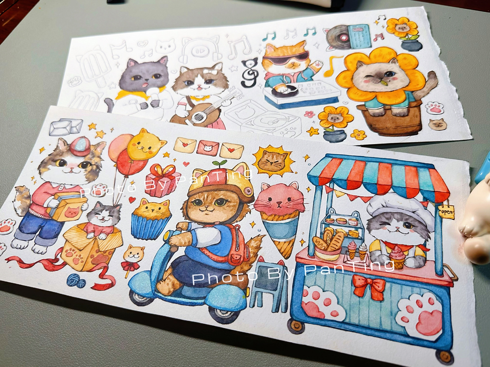 水彩手绘胶带稿 猫猫日常 打算随缘出一条成稿 6cm7015100cm画一