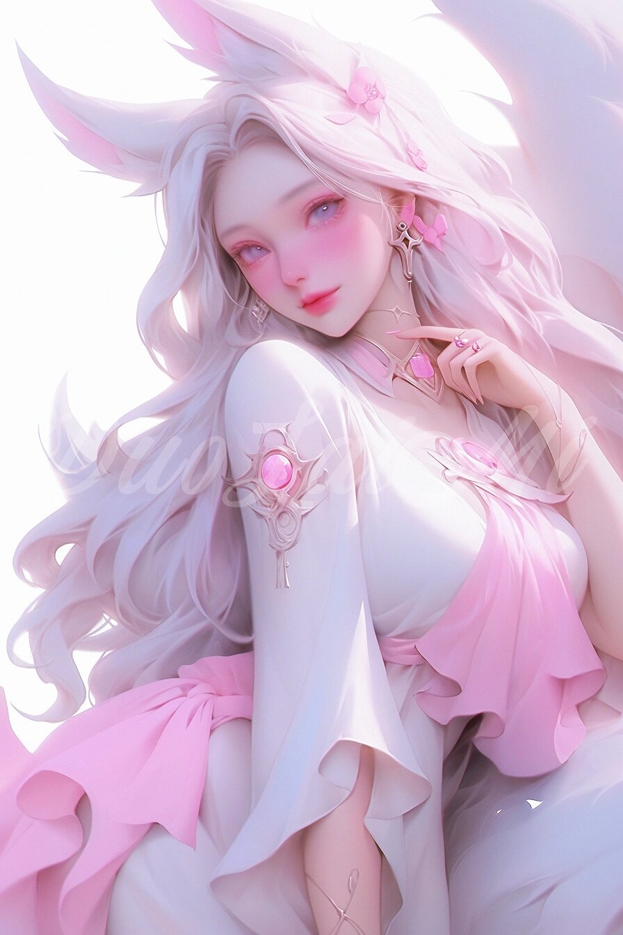 妖媚壁纸07狐媚性感小白狐 九尾狐狸精 妖精