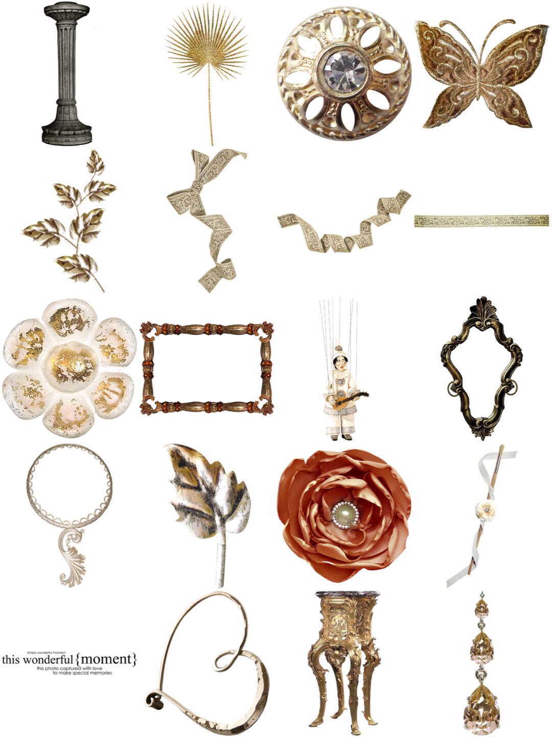 欧式复古巴洛克贵族宫廷手账图案素材