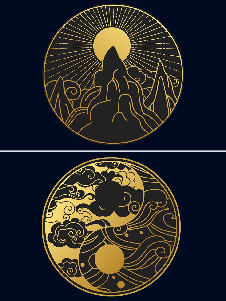 烫金鎏金祥云97日月黑金图案97png免扣素材 97今天给大家带来一