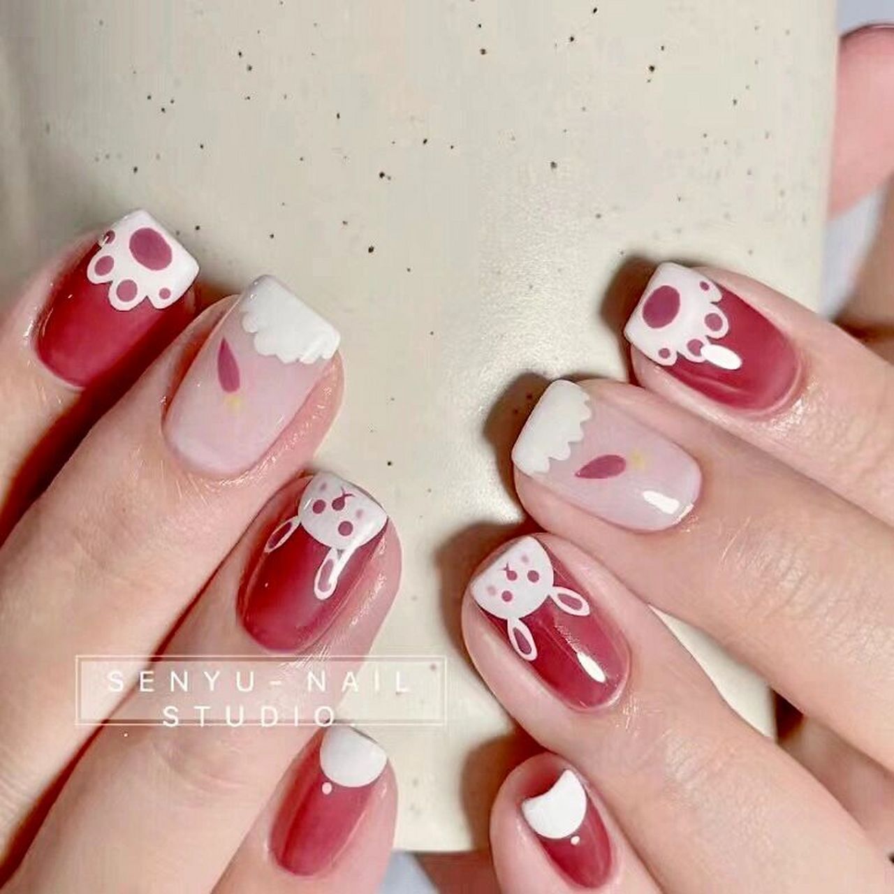 儿童卡通美甲|新年美甲 可爱的兔子9297小朋友做了很开心美美哒的