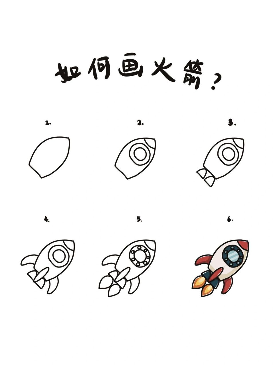 上次發完宇航員,有寶貝私信還想學畫火箭,那就一起來學著畫一個火箭