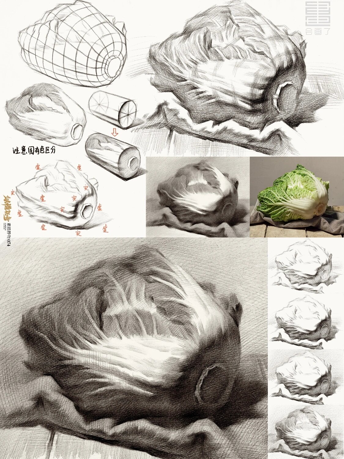 蔬菜静物组合素描简单图片