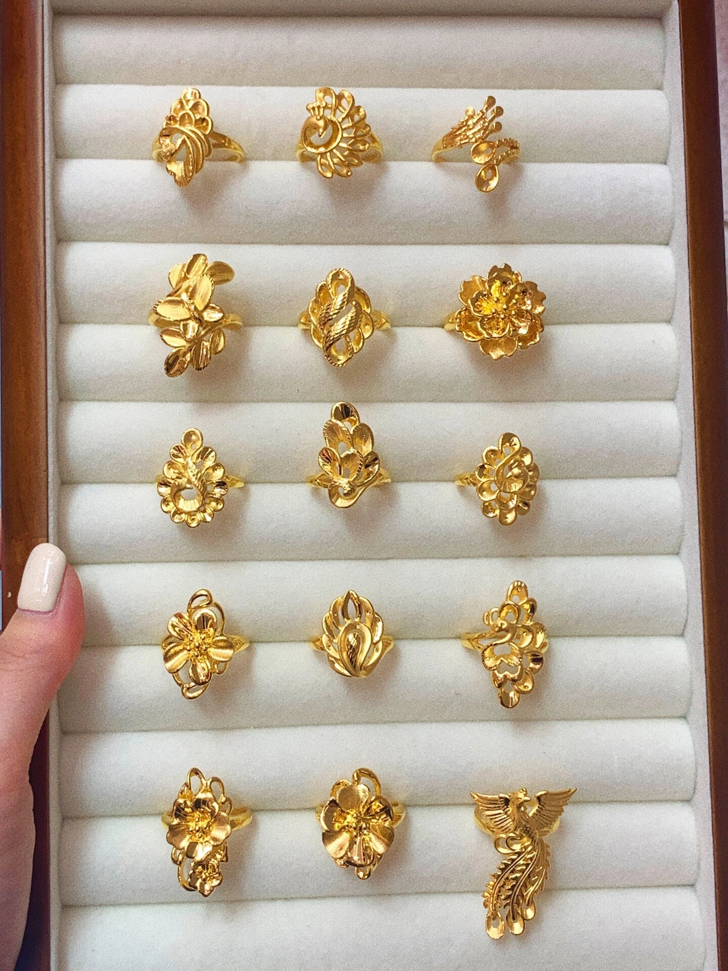 水贝|孔雀戒指 花戒