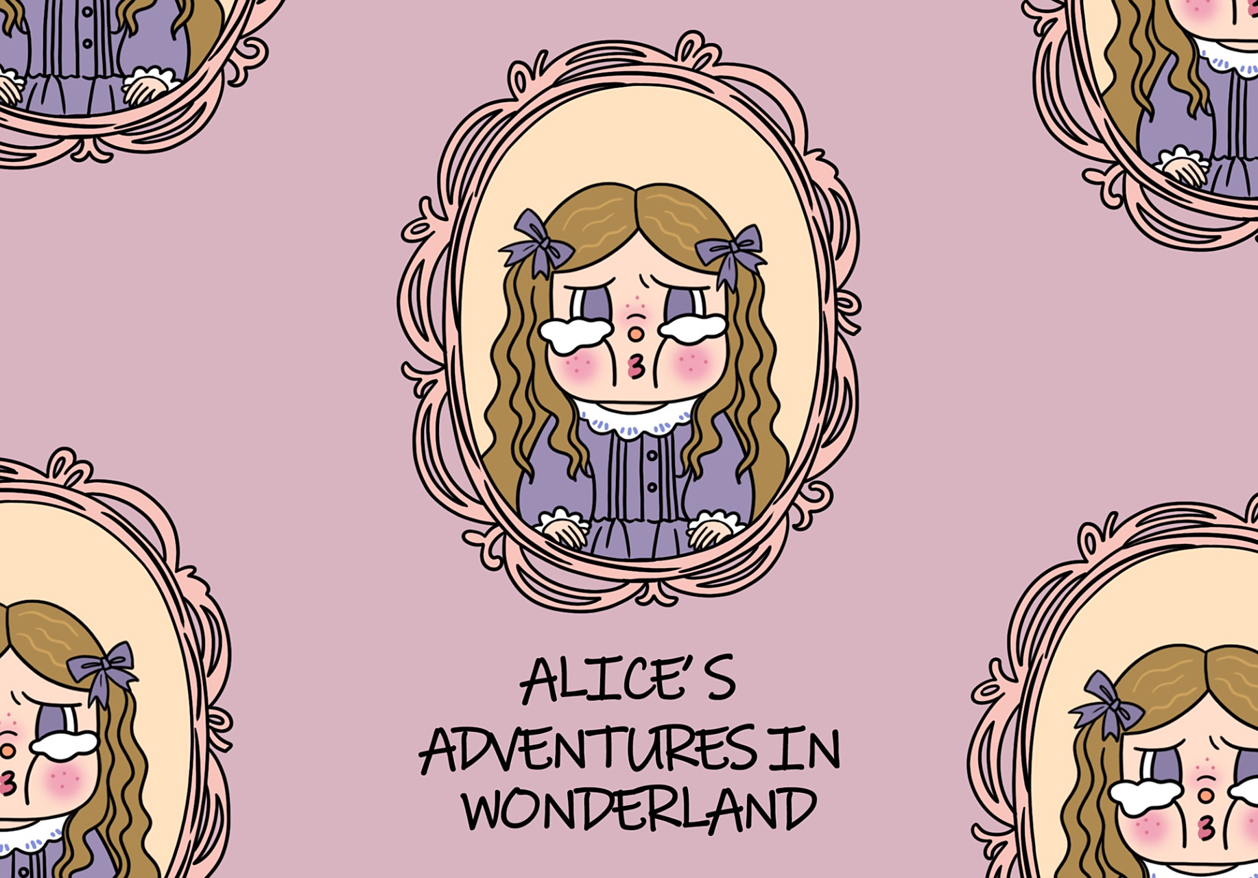 泡泡玛特哭娃壁纸 复古宫廷风,卷卷头小美人