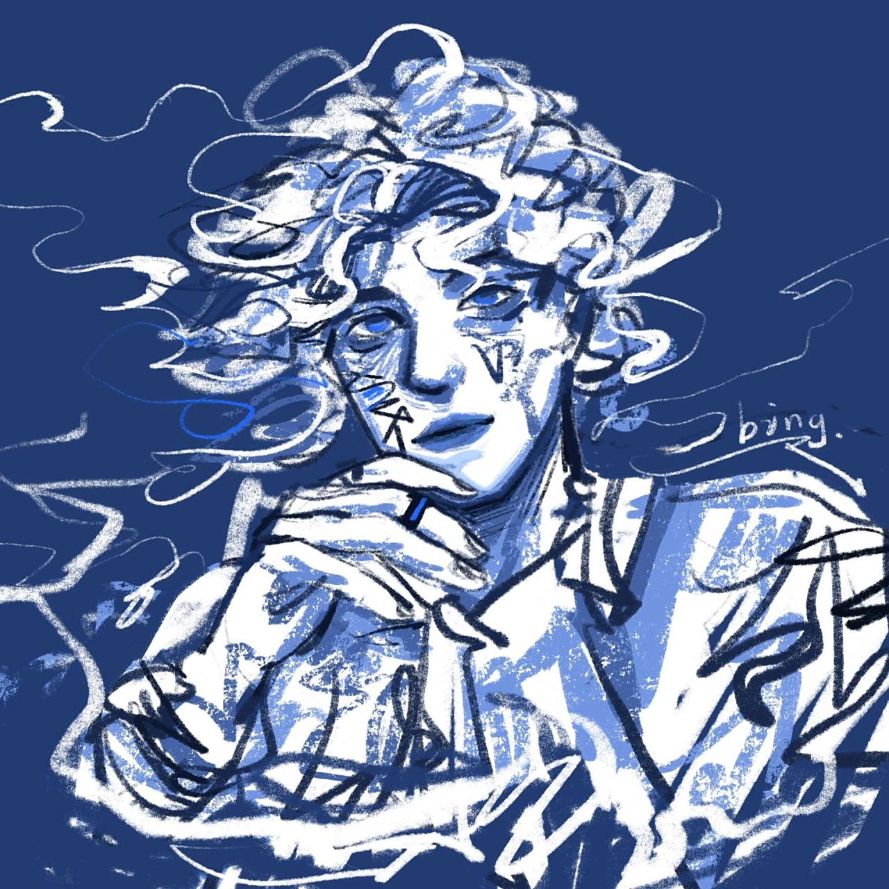 欧美艺术感抽象头像|七色(手绘头像81/100) 96工具99:procreate