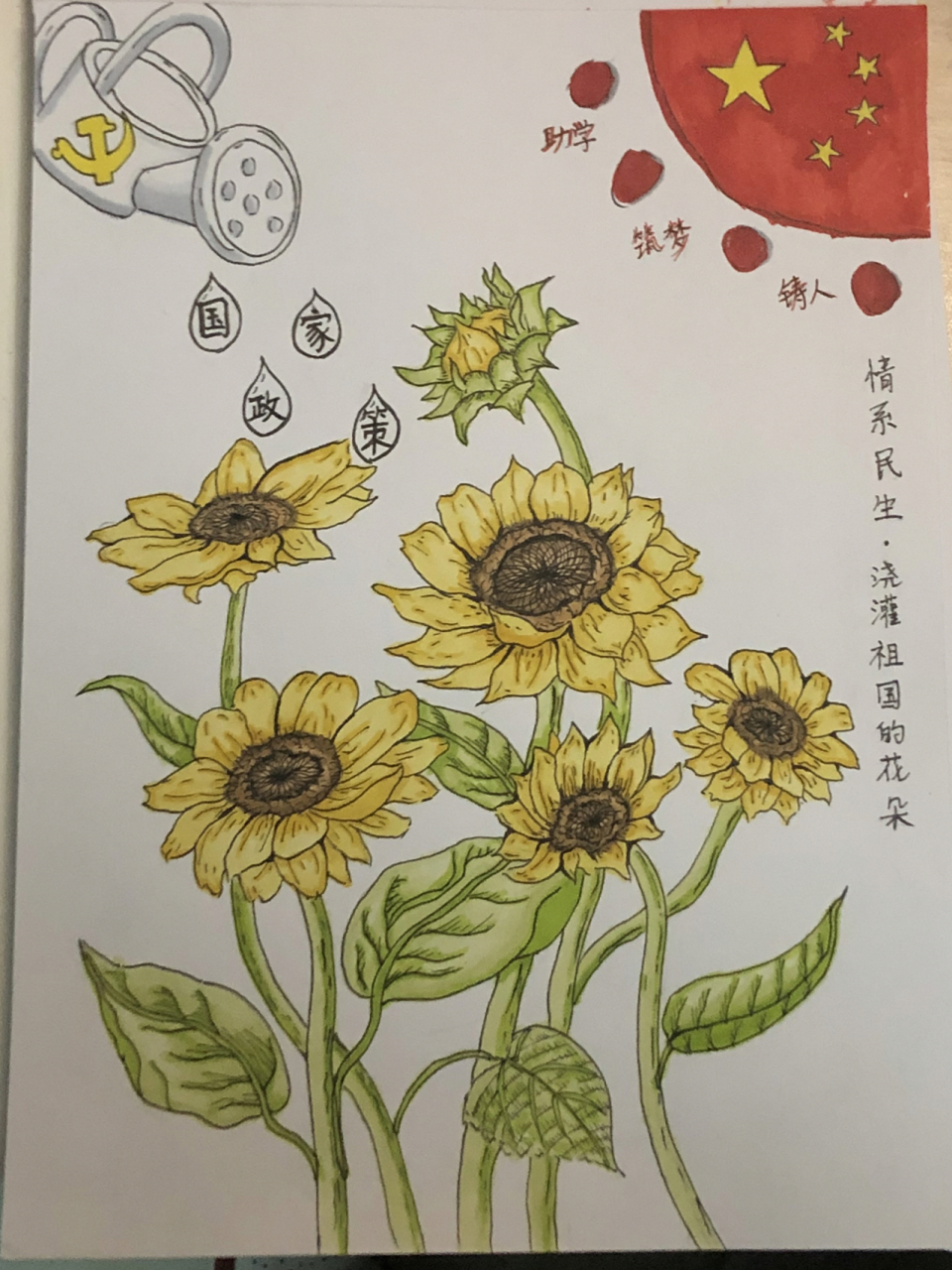 助学筑梦铸人主题画 向日葵临摹  lin