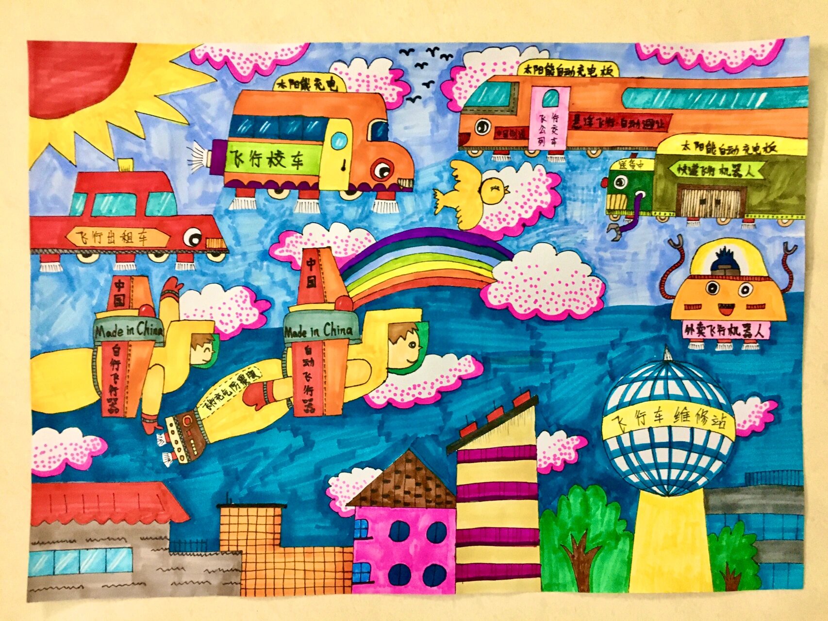 科学幻想绘画手抄报,三年级