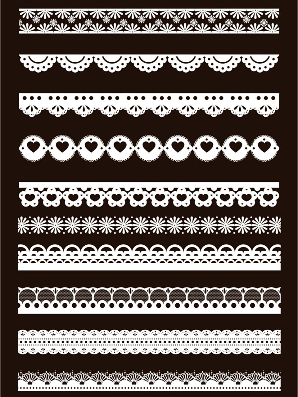 透明免抠png背景ps图案 一组透明免抠的蕾丝花边手账设计,海报设计