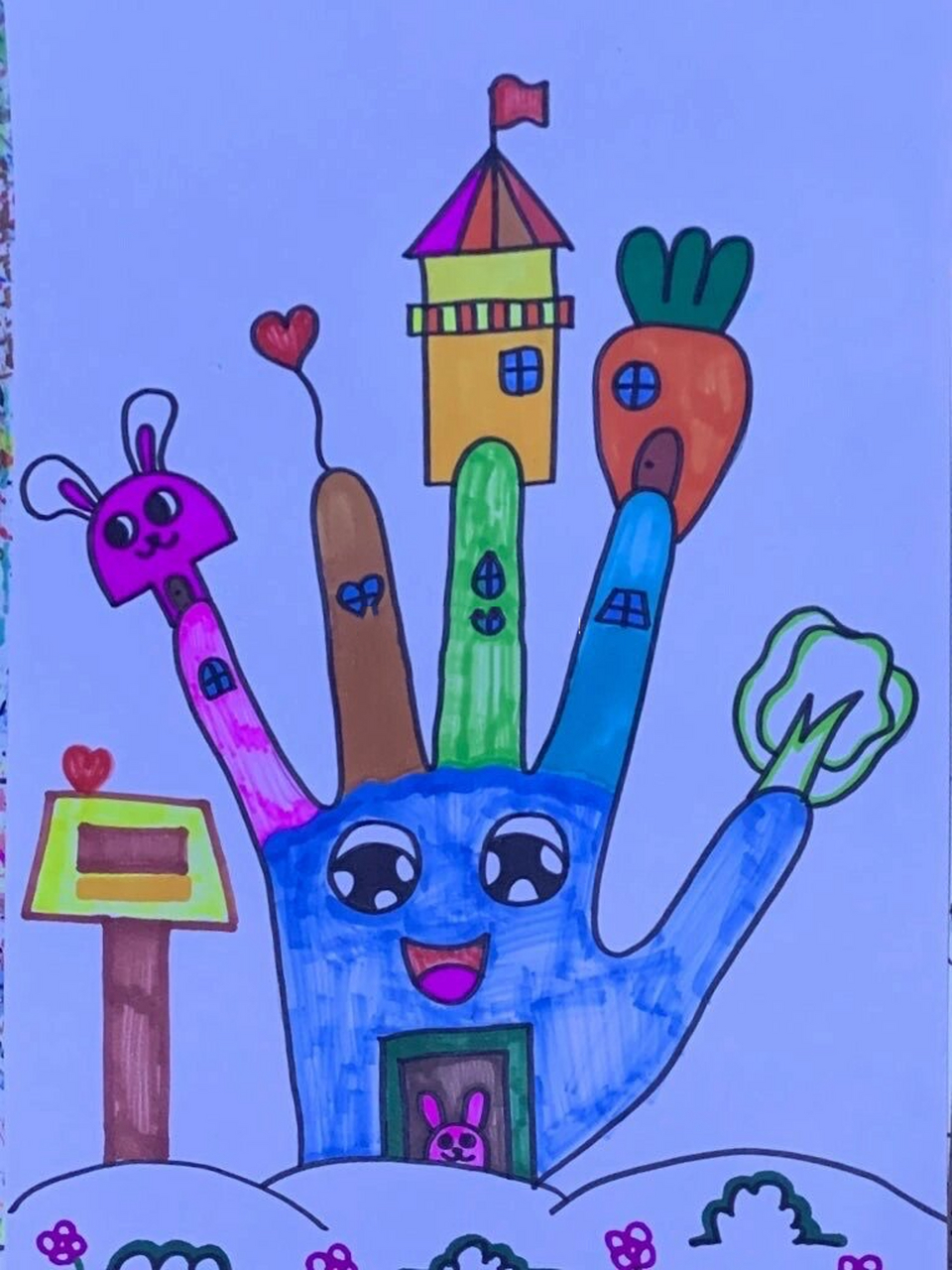 手指创意画城堡卡通画儿童画简笔画 手指创意画第二版来啦