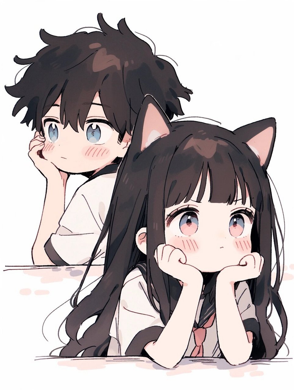 【首发】动漫情侣头像|托腮腮 midjourney绘制 ps改良 搬运请标明出处