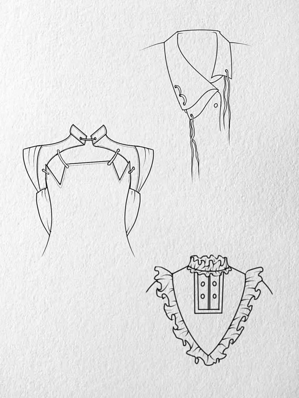 服装设计素材之平面款式图/衣领分享