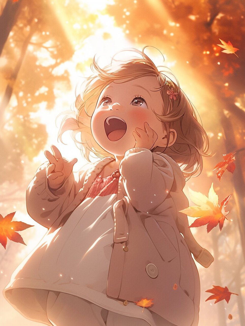 2--秋天可爱女孩头像壁纸 治愈 的笑容加上金色的阳光,心情也是美美哒