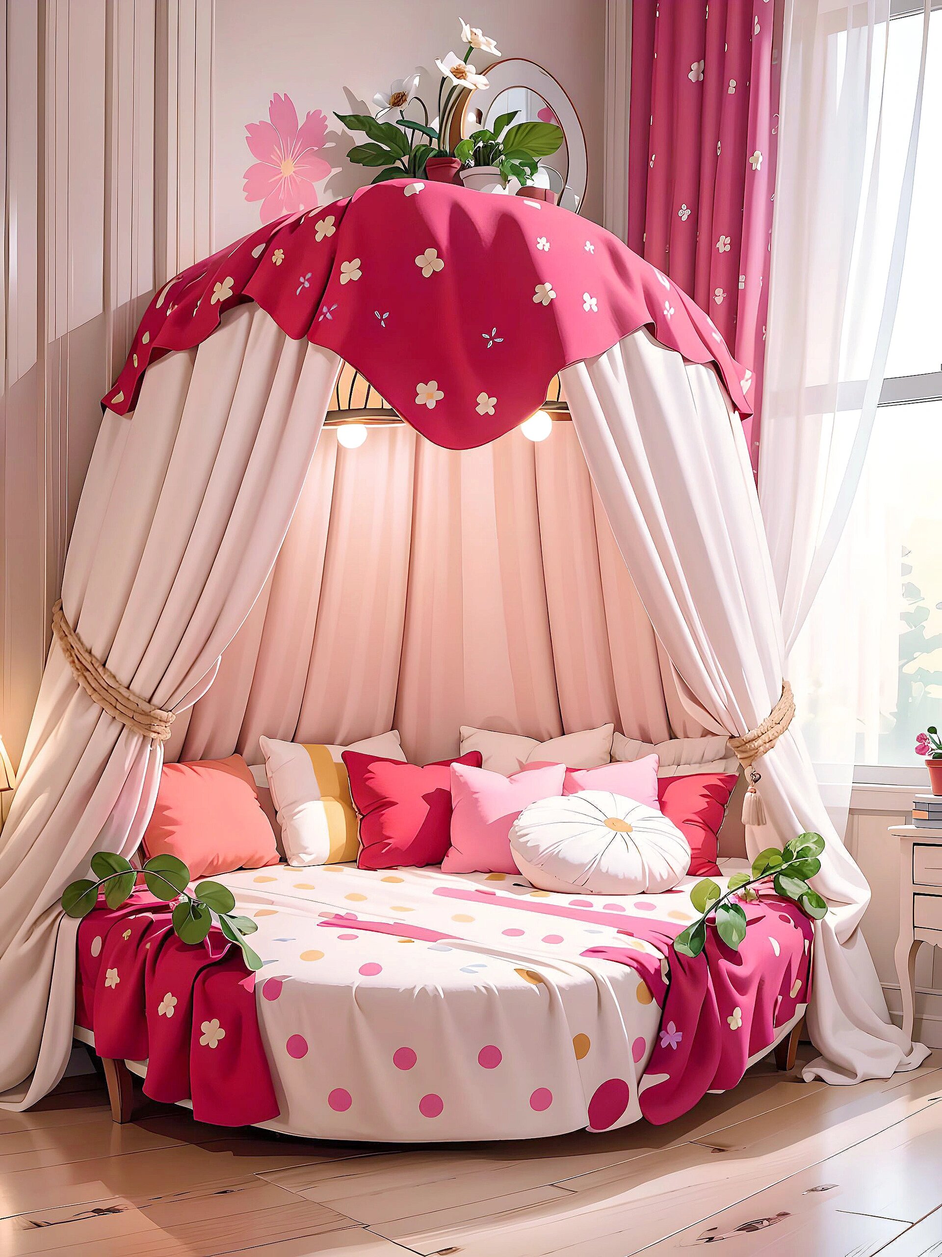 粉色系公主风卧室,太美了!