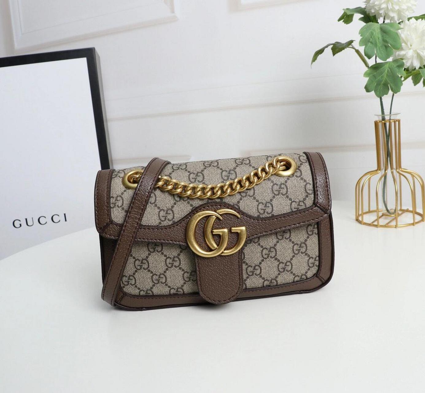 古驰古奇 gucci女包咖啡色 猪纹牛皮 gucci marmont 系列 95经典高