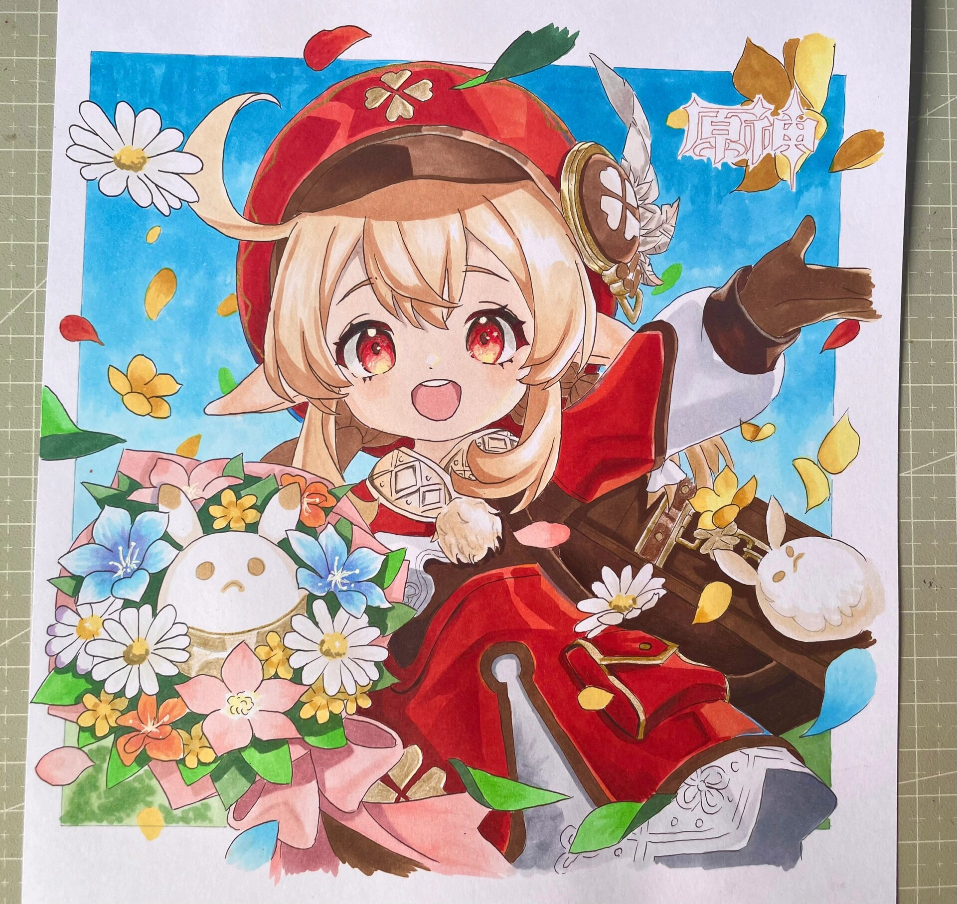 画了个可莉～原神马克笔手绘