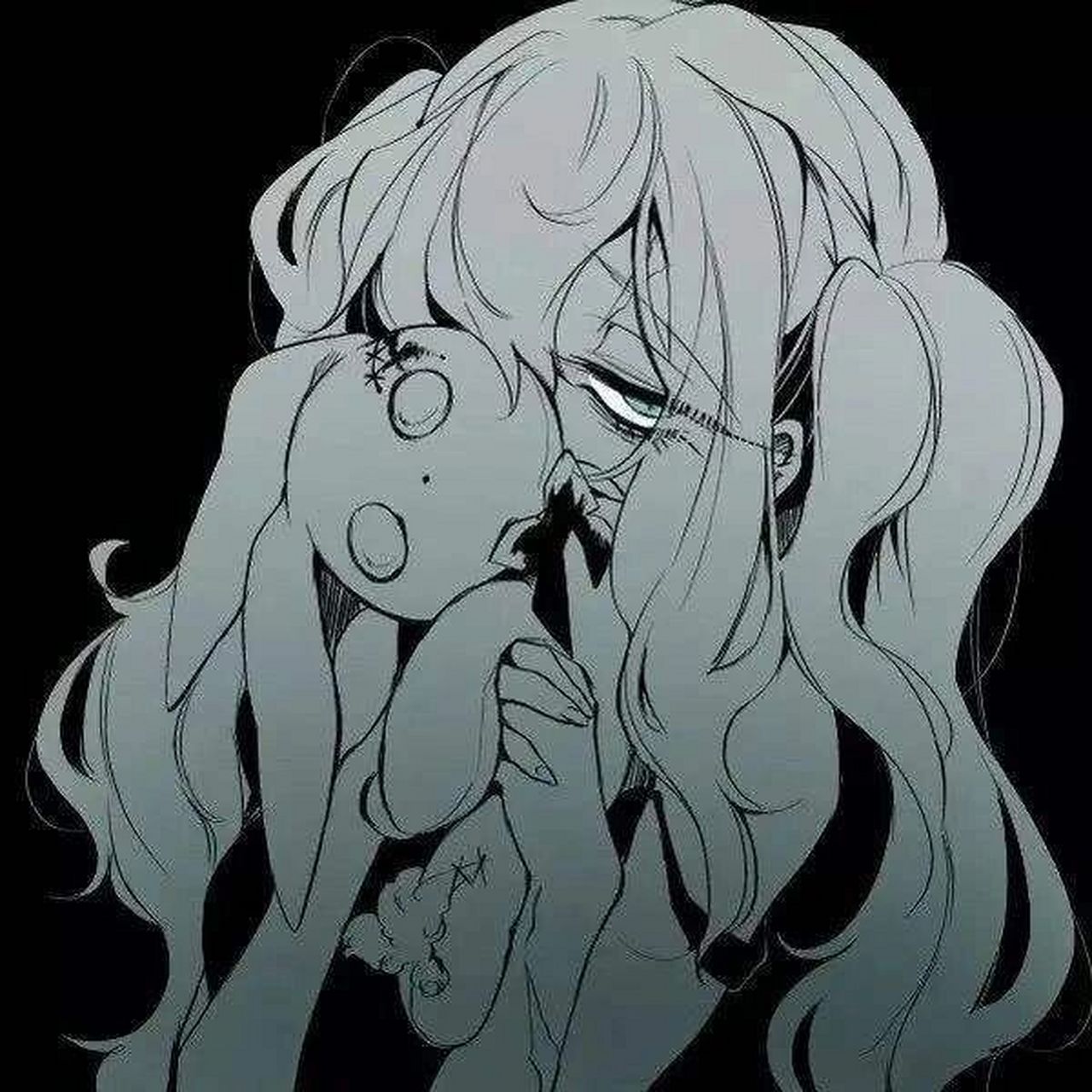 伤心女生黑白头像