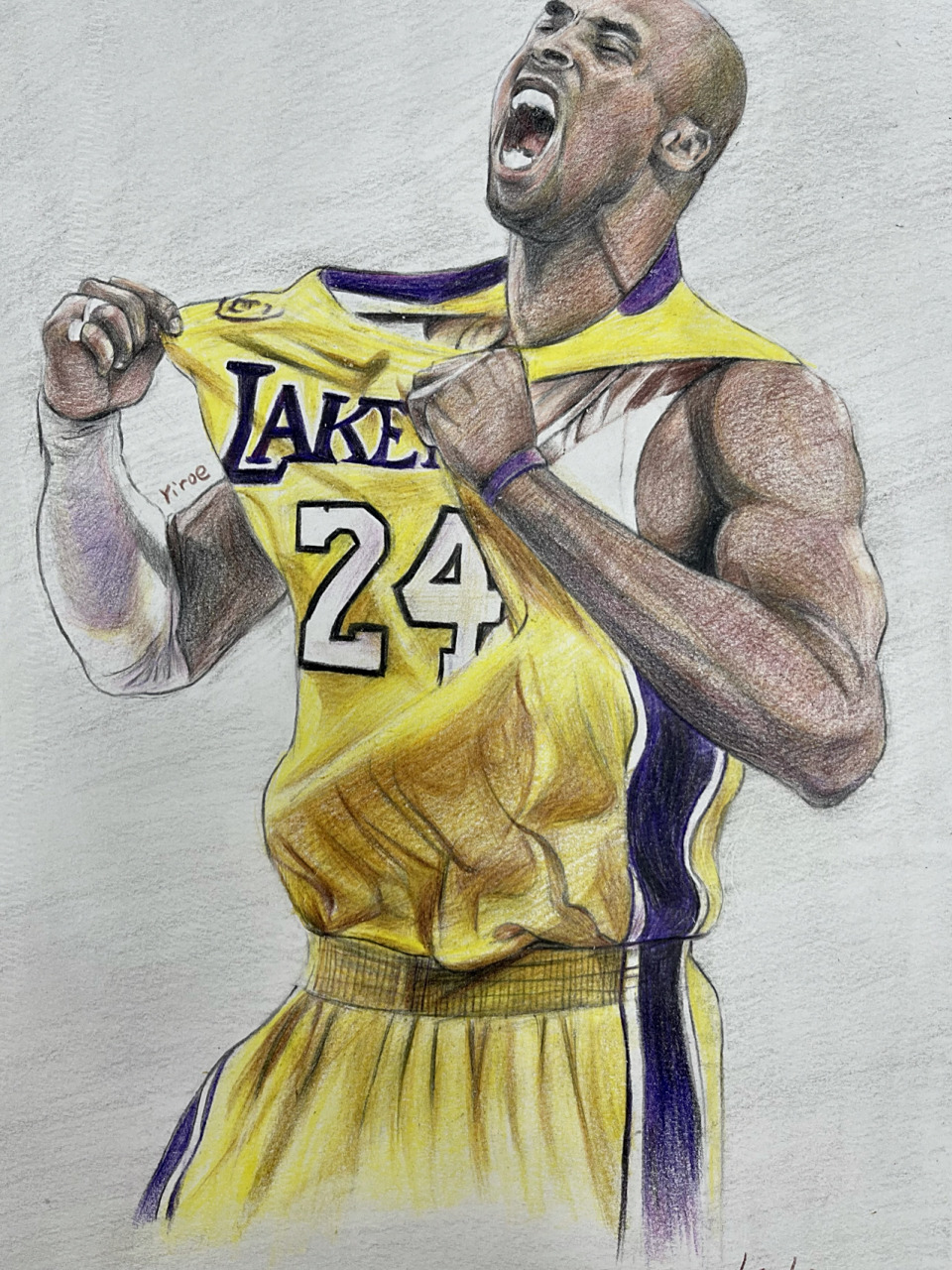手绘科比kobe 彩铅手绘科比全过程 打算出个nba系列 永远的24号 黑