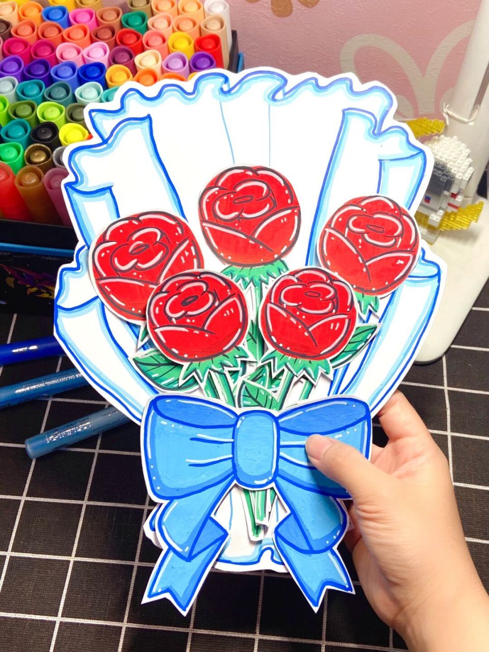 玫瑰花束95丨创意美术手工儿童画简单教程 9678787878