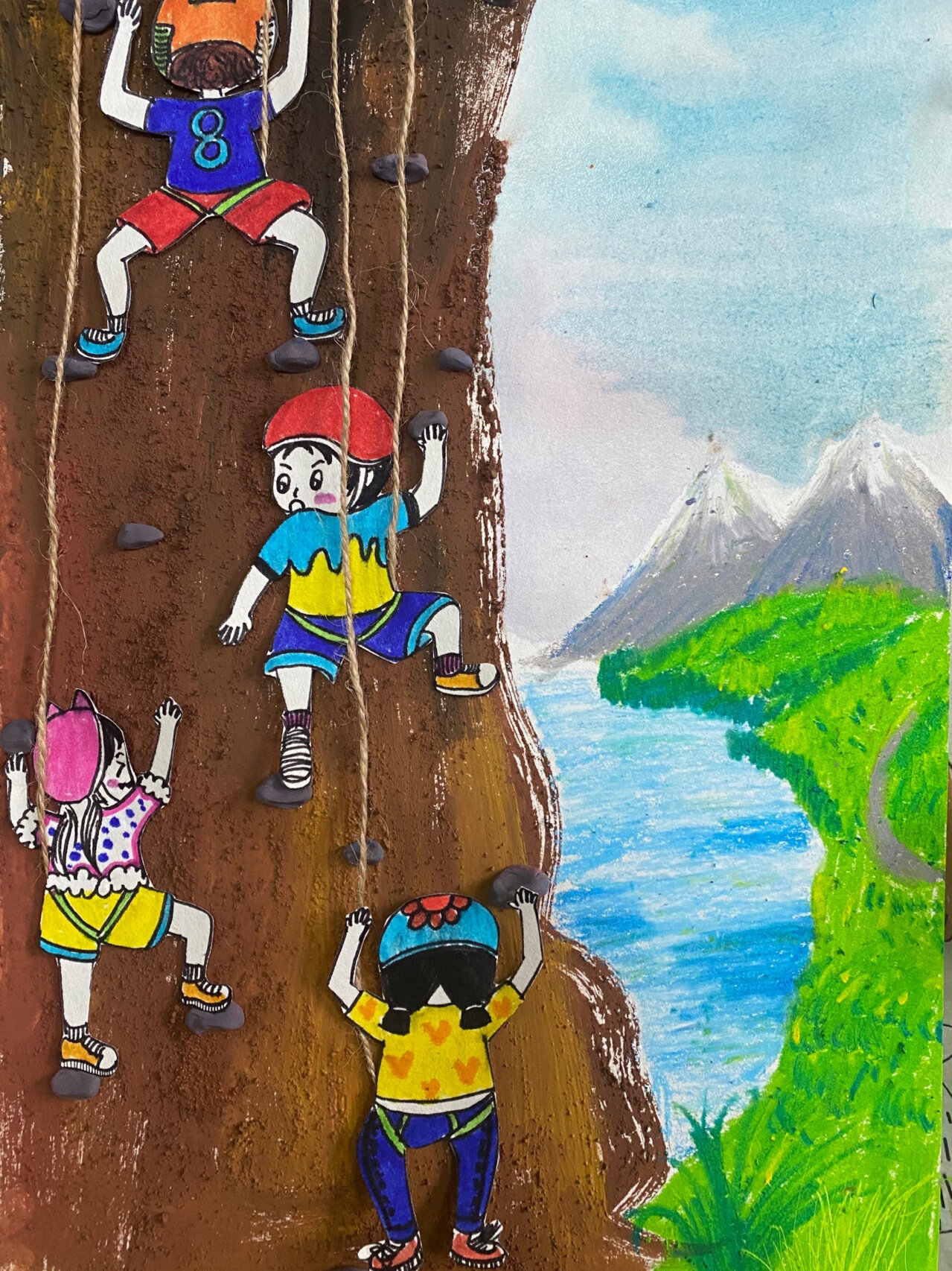 儿童创意画攀岩剪贴
