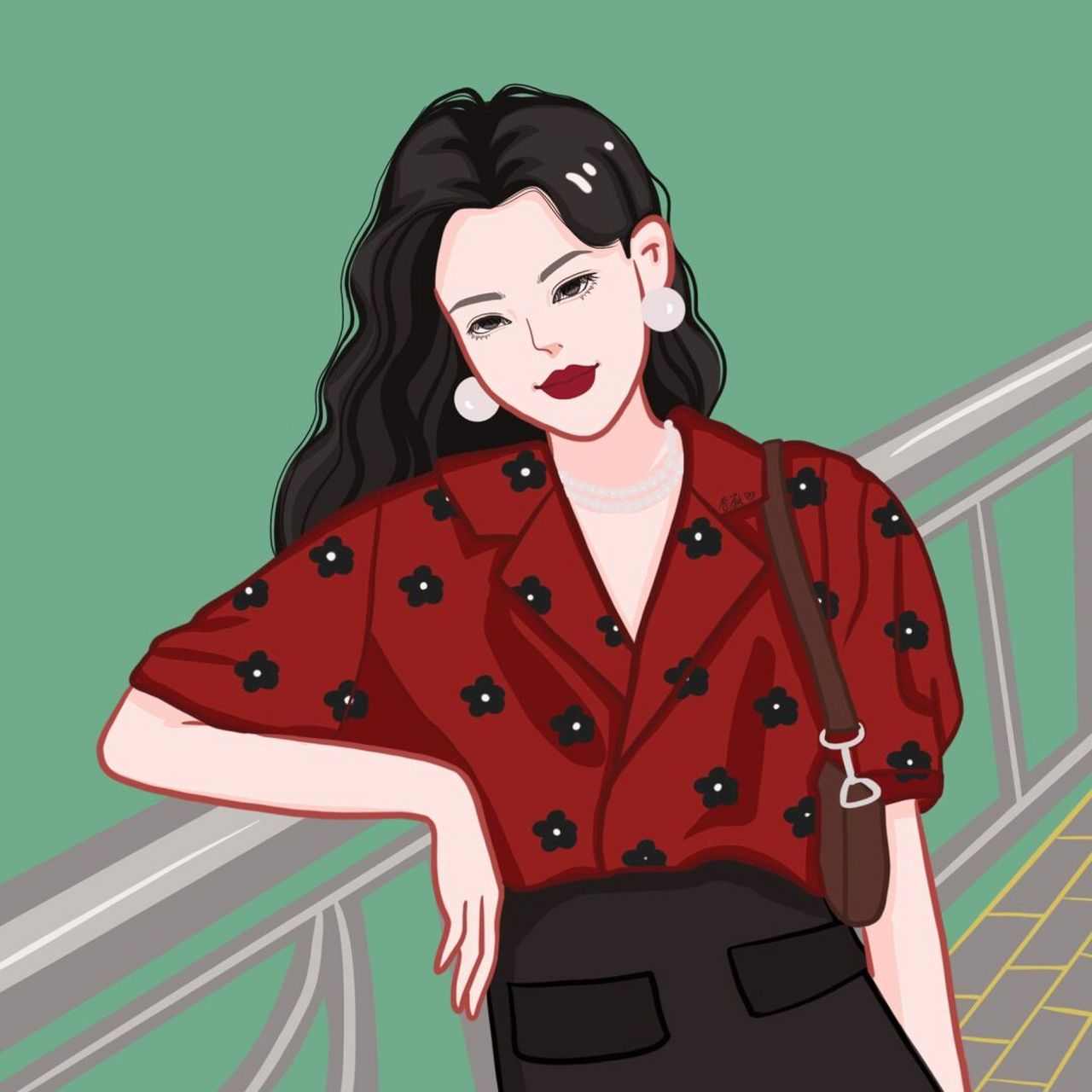 插画 | 头像 | 港风复古穿花衬衫的小仙女 今天是母亲节,祝天下母亲