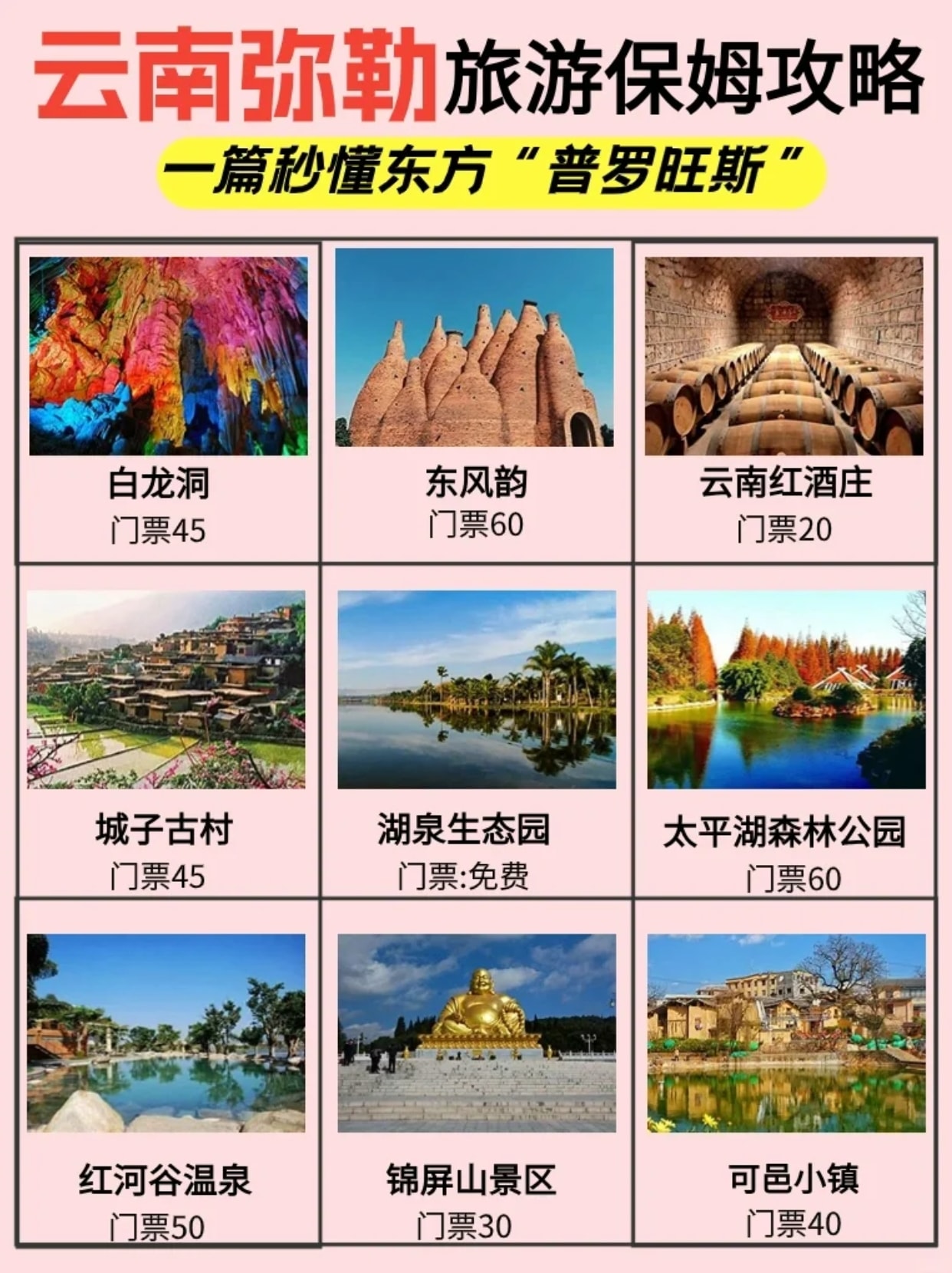 云南弥勒旅游景点攻略自由行