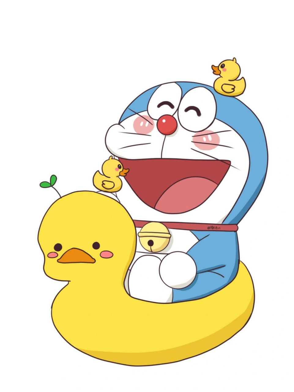 哆啦a梦壁纸头像,哆啦a梦小黄鸭 绘图:哆啦的博物馆7015谢诗yi