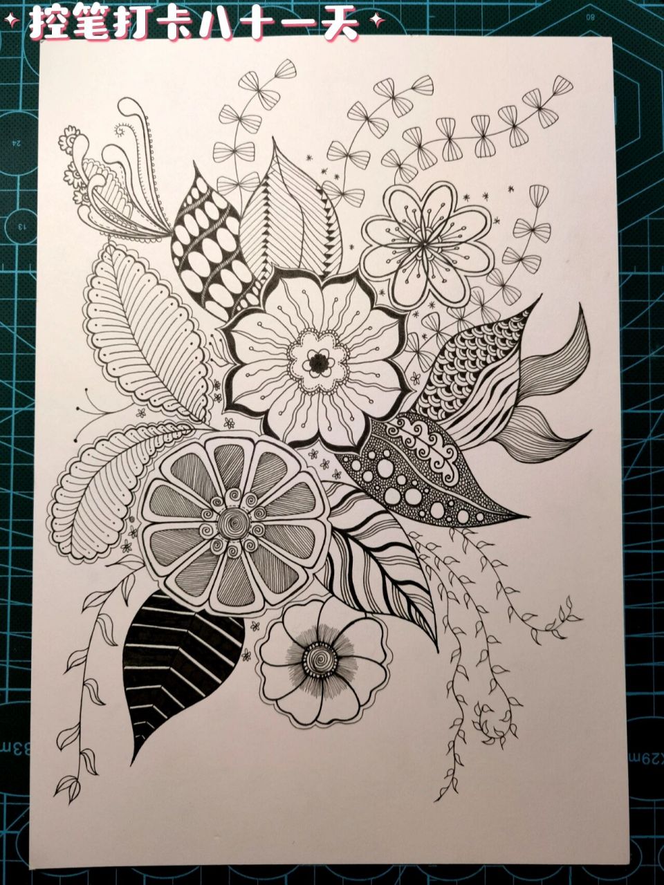 黑白线描画 繁花 花卉装饰画 一树繁花一树诗,千树花语为谁痴?