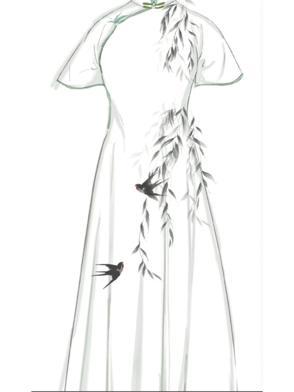 旗袍裙子是参考了春晚赵丽颖的那件(外形)我喜欢这个旗袍裙子!