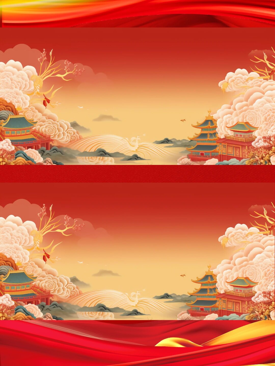 国潮古风红色背景壁纸喜庆庆典会议展示板