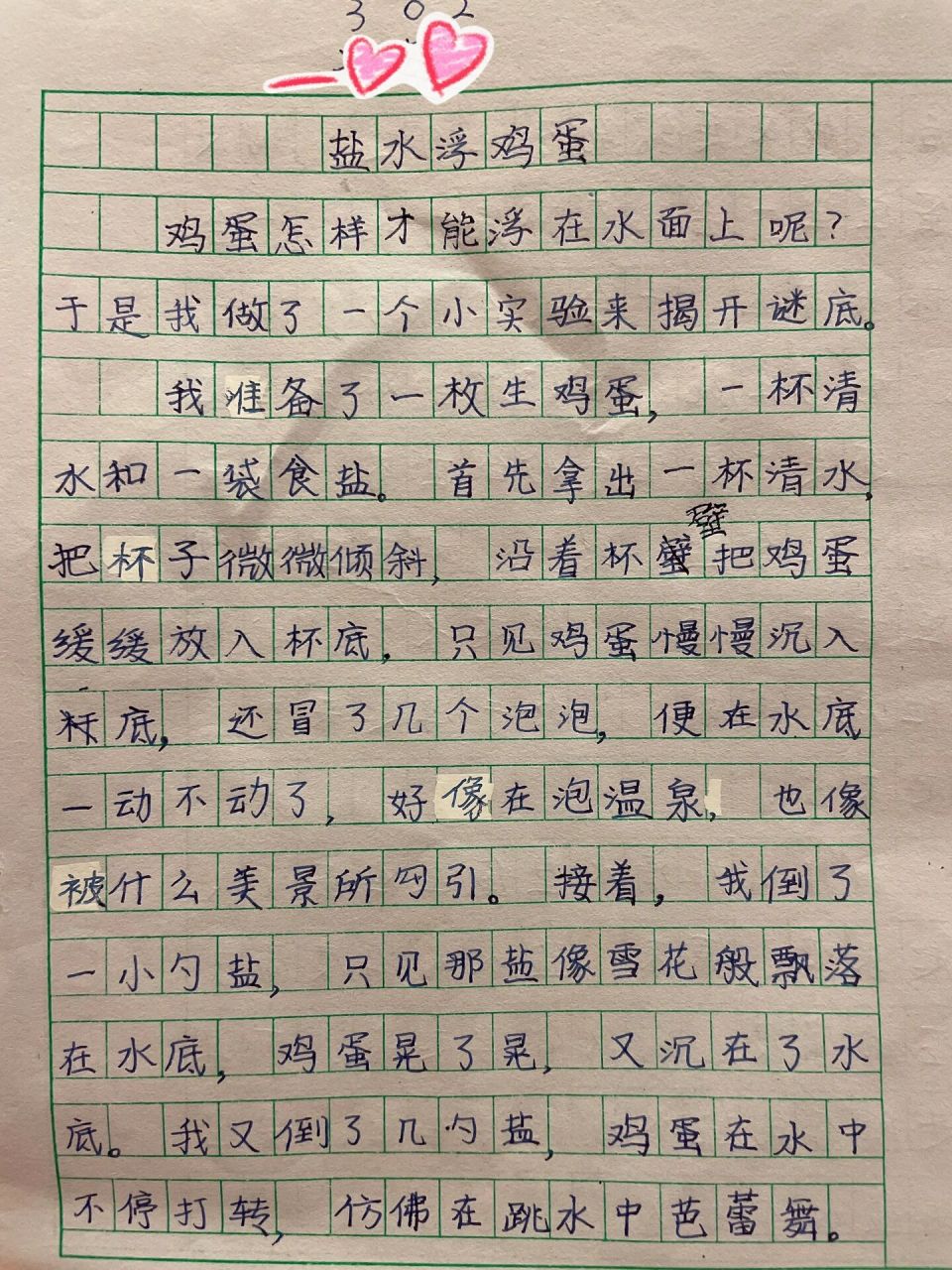 鸡蛋沉浮实验作文图片