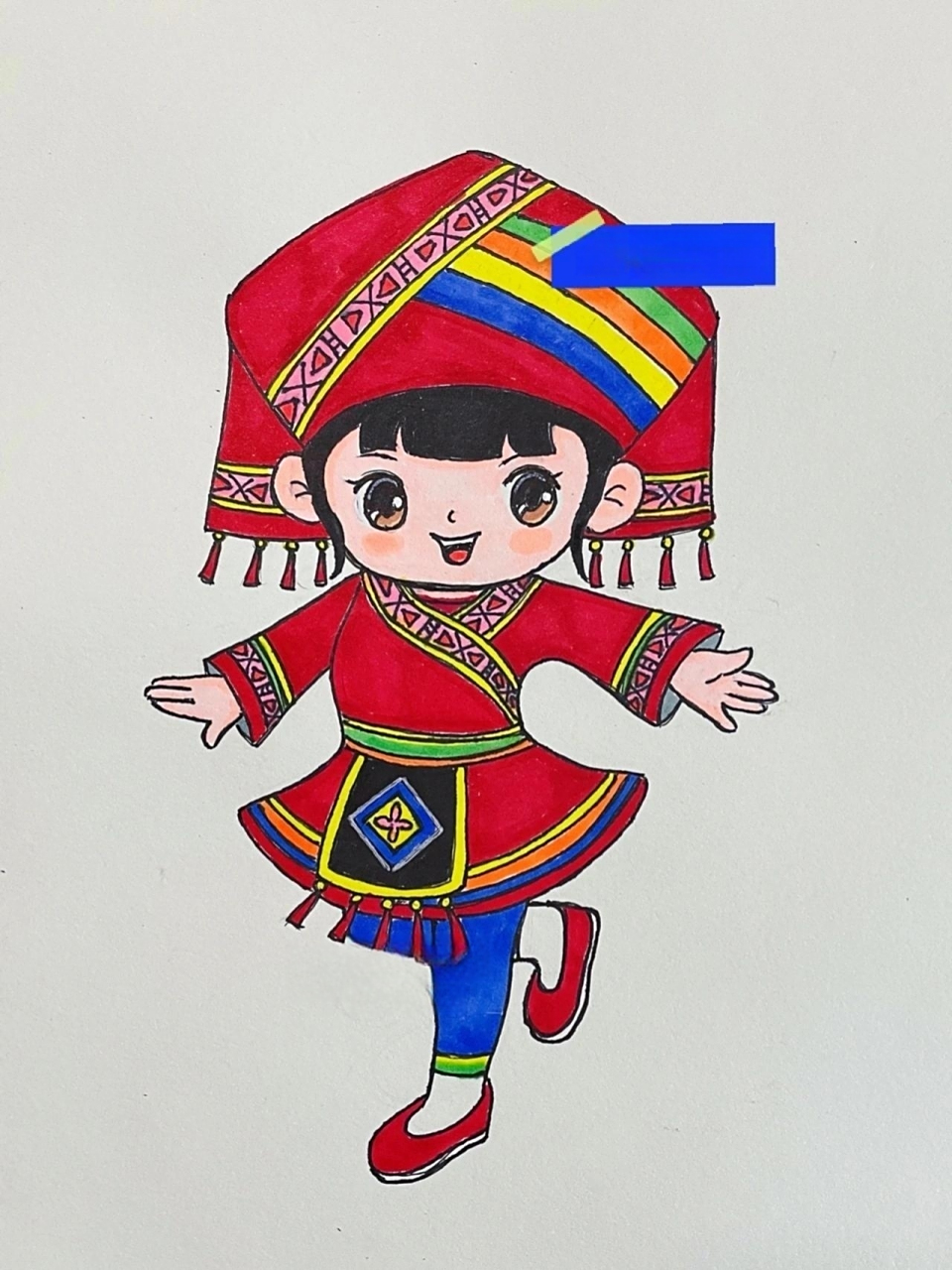 壮族女孩简笔画