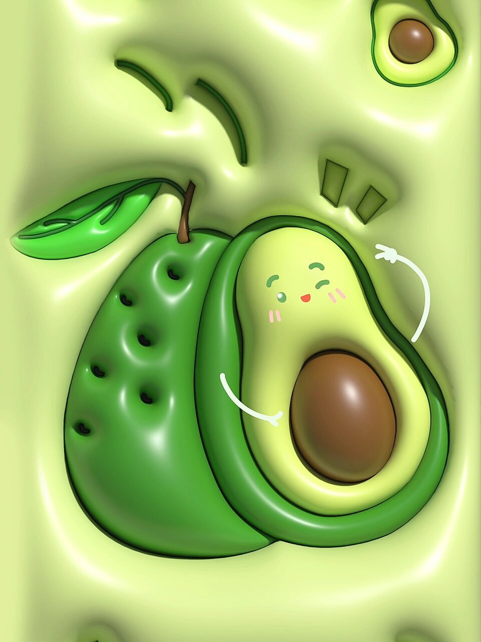 660期 牛油果3d膨胀图 插画壁纸推荐分享 今日份壁纸请签收～ 90