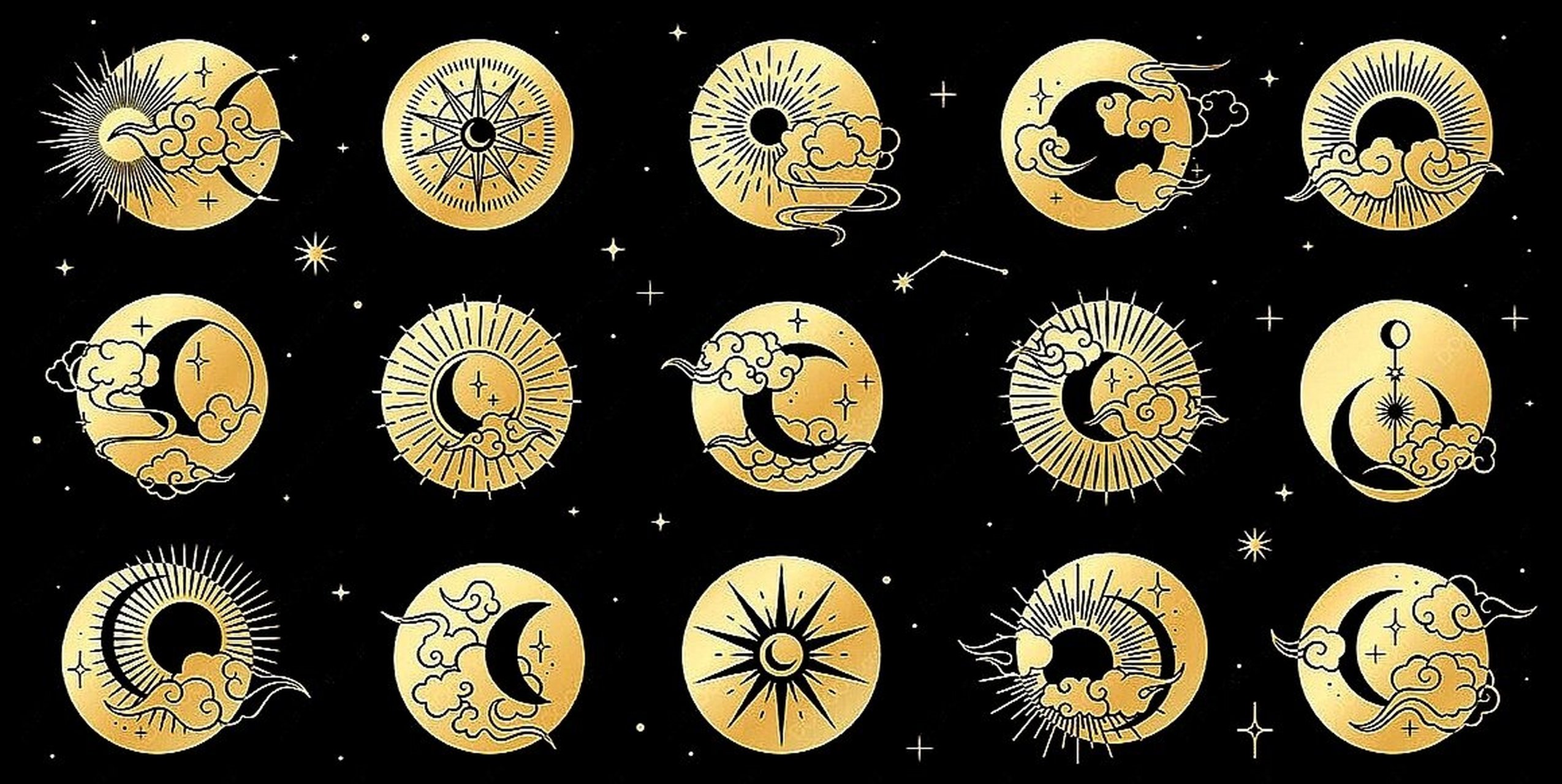 素材|日月星辰 斗转星移 金光璀璨 岁月赞歌 日月星辰 星光图案 花纹