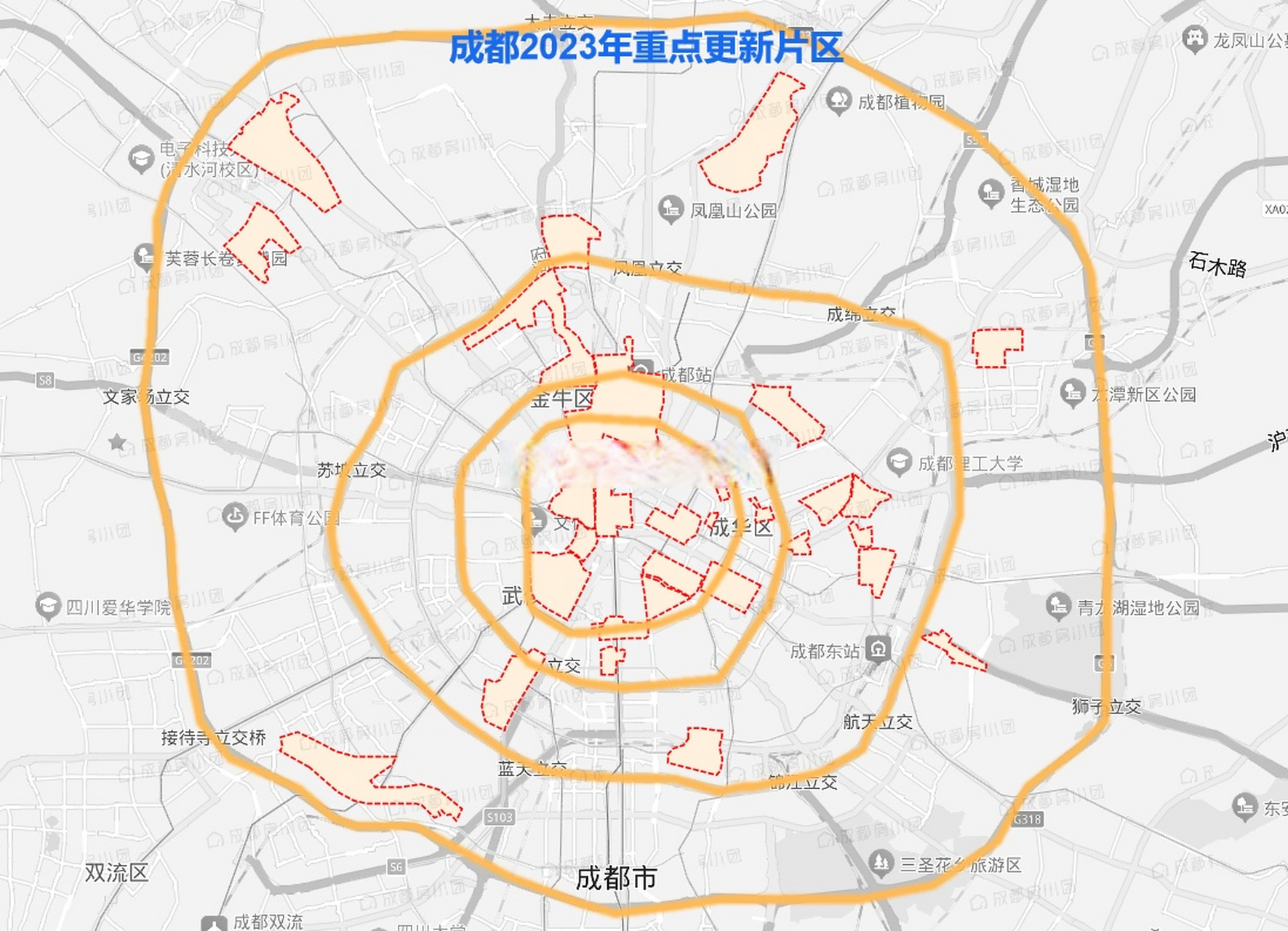 2023成都重點更新片區示意圖,越來越有那味兒了.