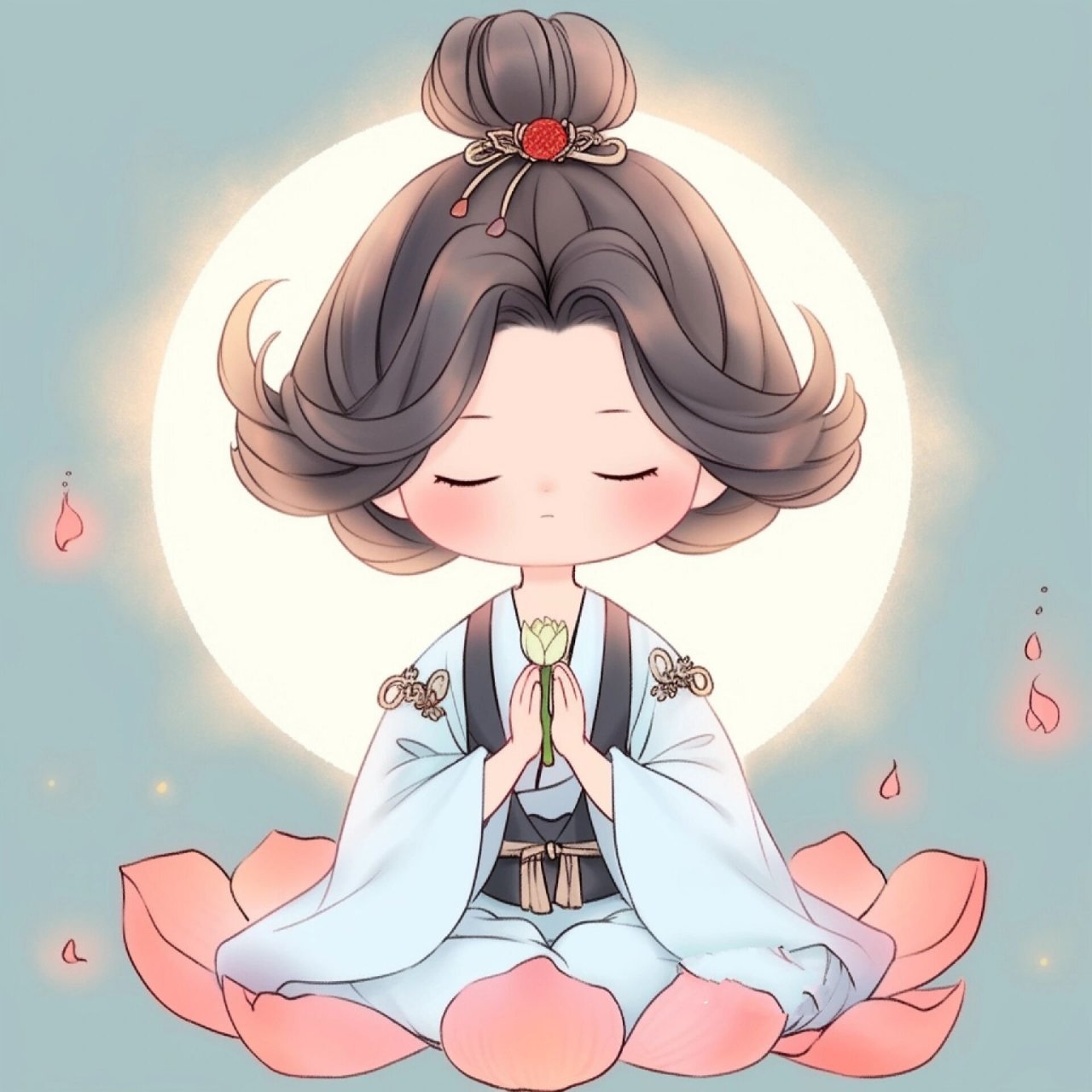 荷花女孩 佛系少女|治愈系头像 前面几张我加了字,后面的是没加字的